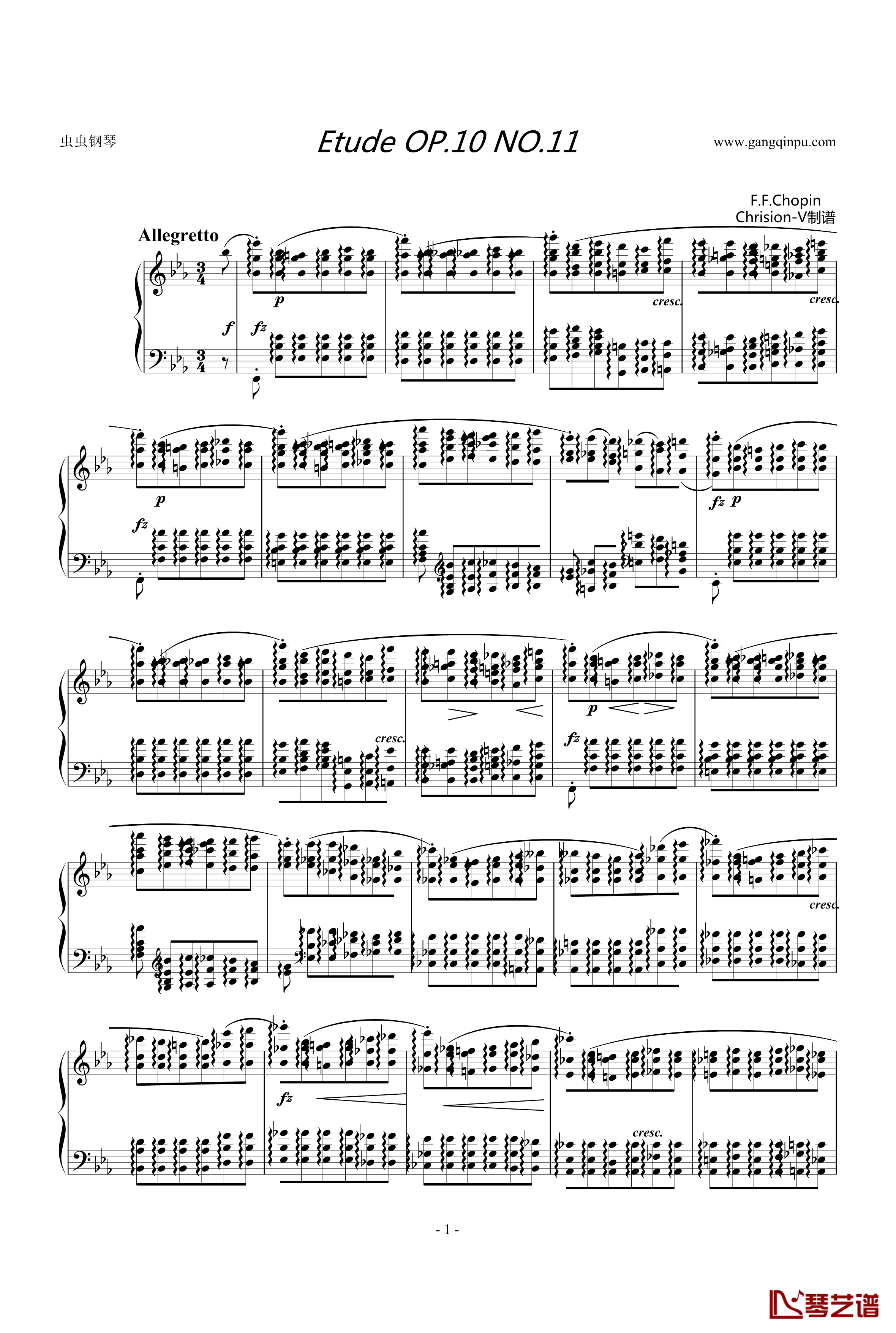 Etude OP.10 No.11钢琴谱-肖邦练习曲-chopin1
