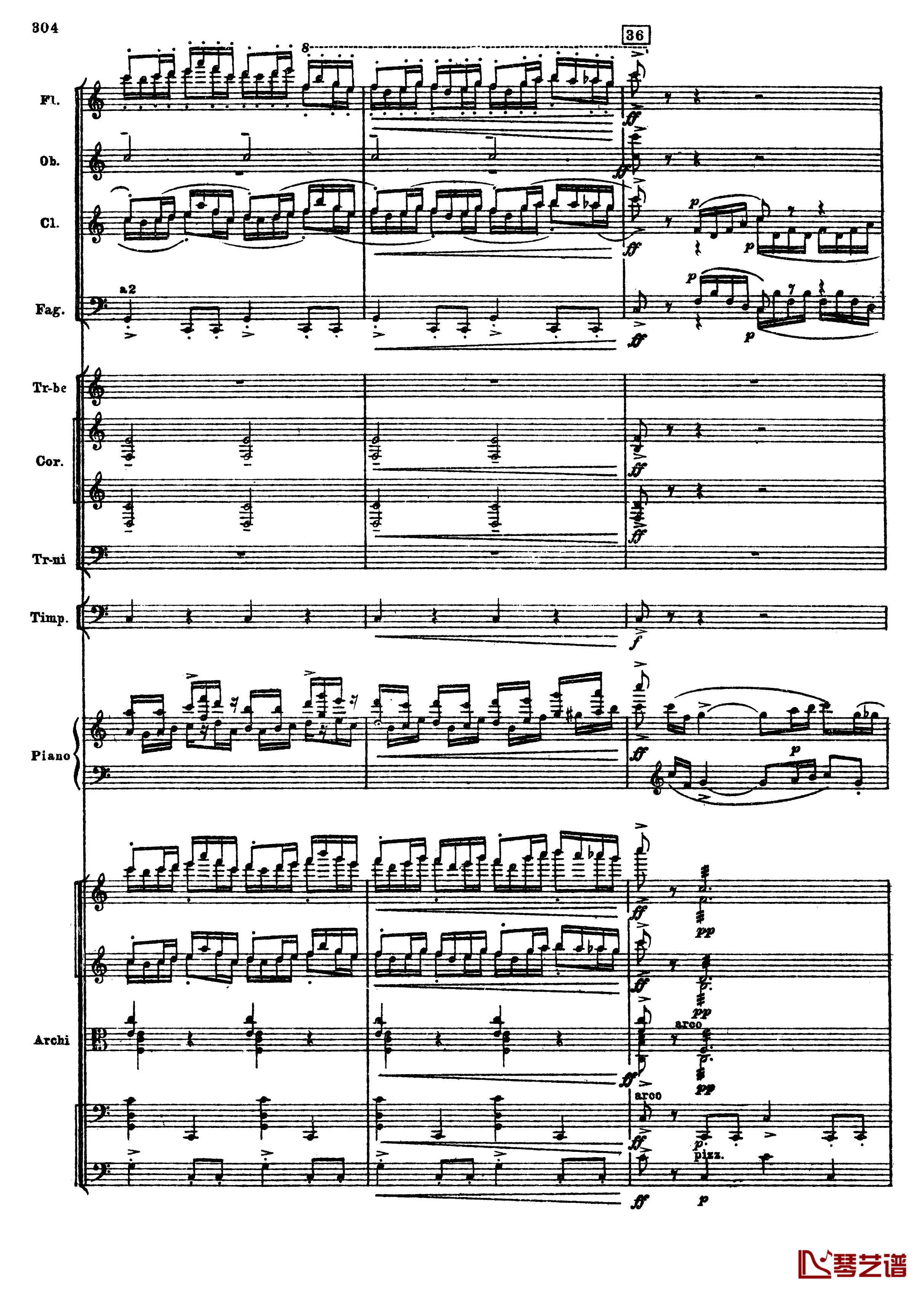 普罗科菲耶夫第三钢琴协奏曲钢琴谱-总谱-普罗科非耶夫36
