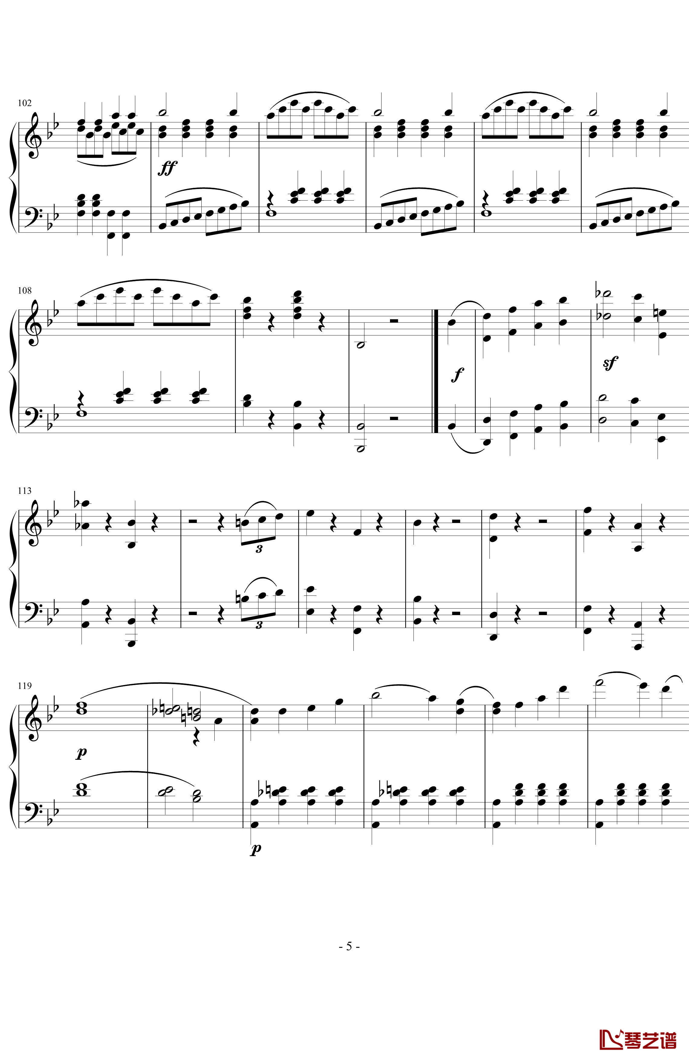莫扎特第四十交响曲第四乐章钢琴谱-莫扎特5