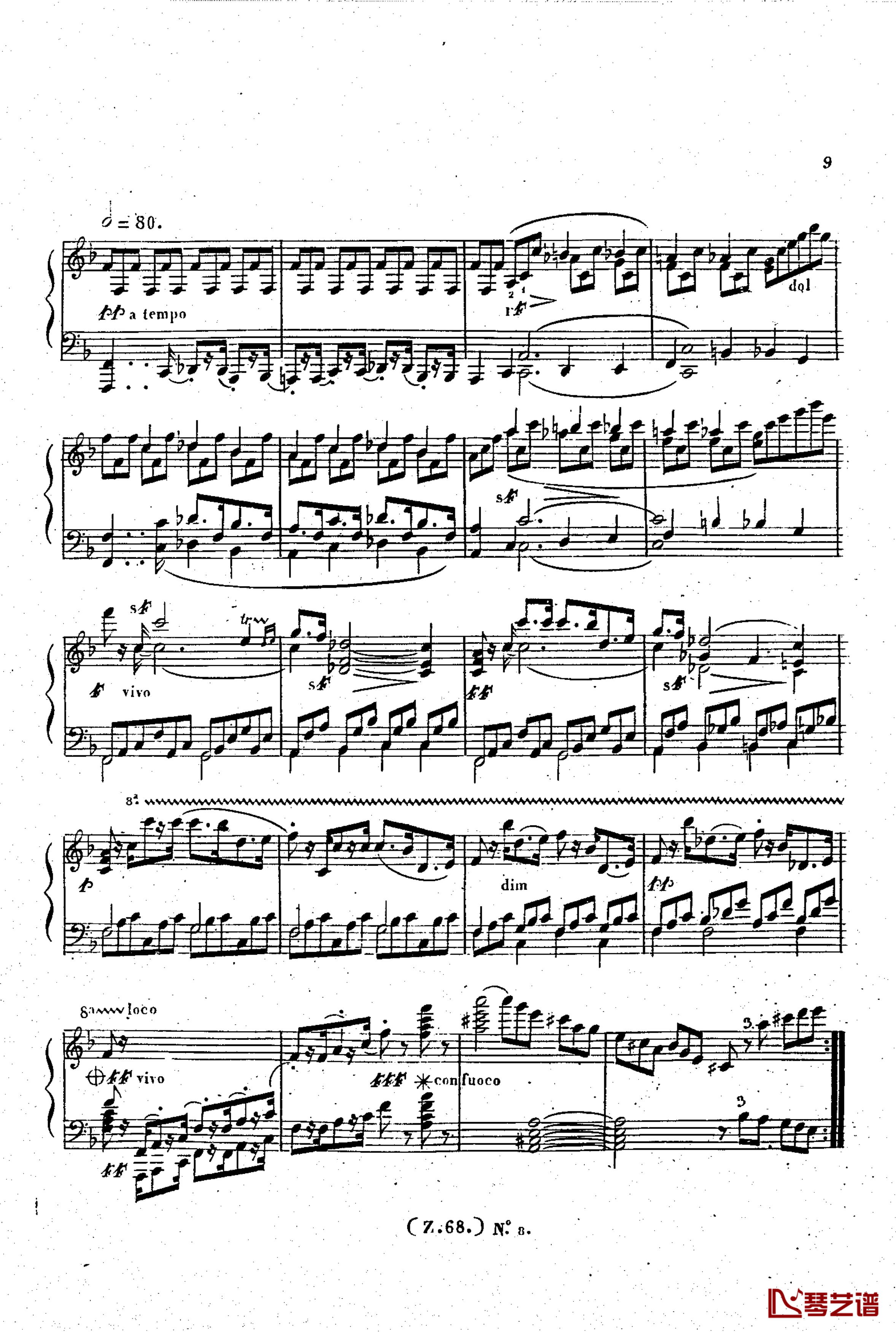 d小调第六钢琴奏鸣曲 Op.124钢琴谱-车尔尼-Czerny10