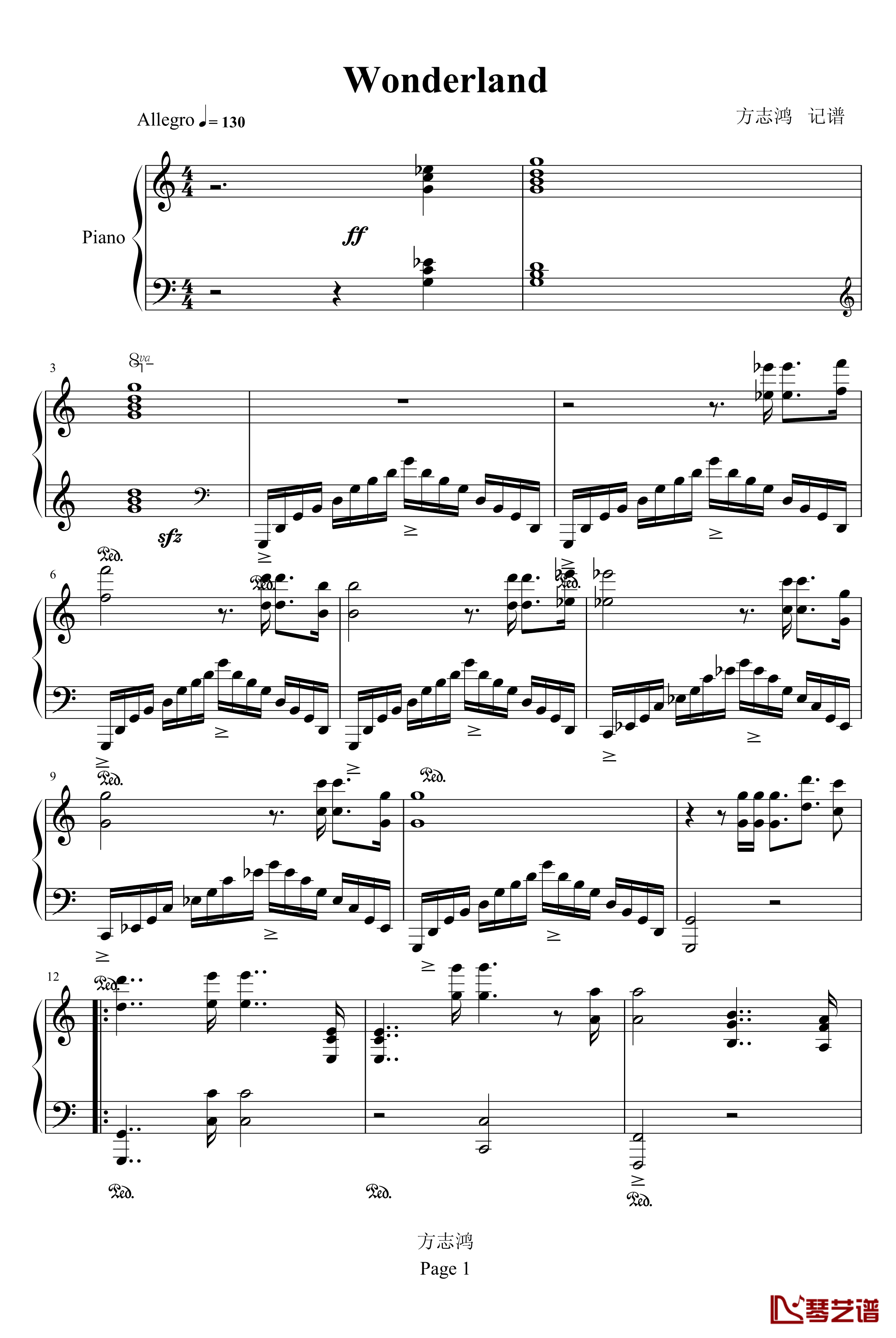 WonderLand钢琴谱-马克西姆-Maksim·Mrvica1