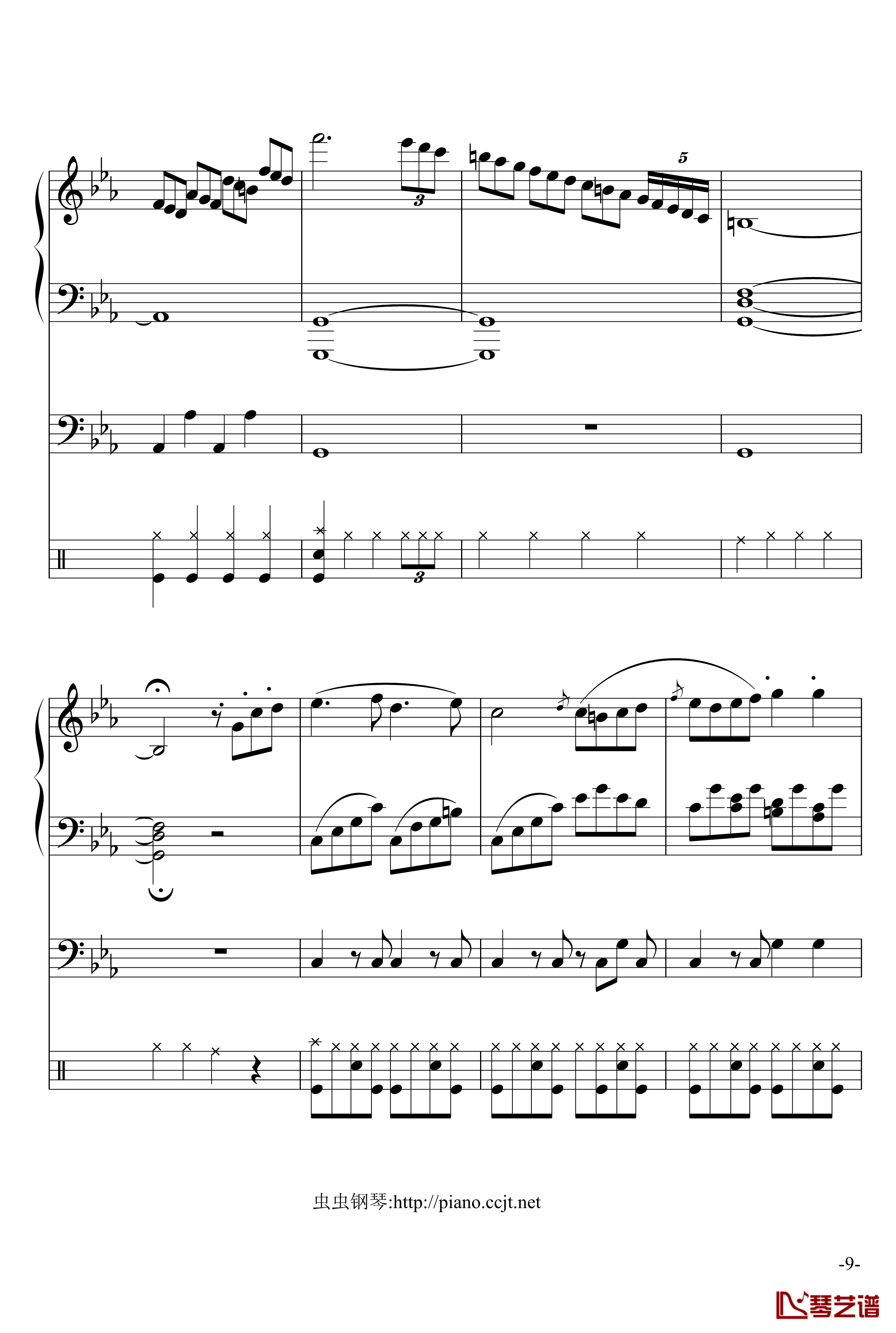 悲怆奏鸣曲钢琴谱-加小乐队-贝多芬-beethoven9