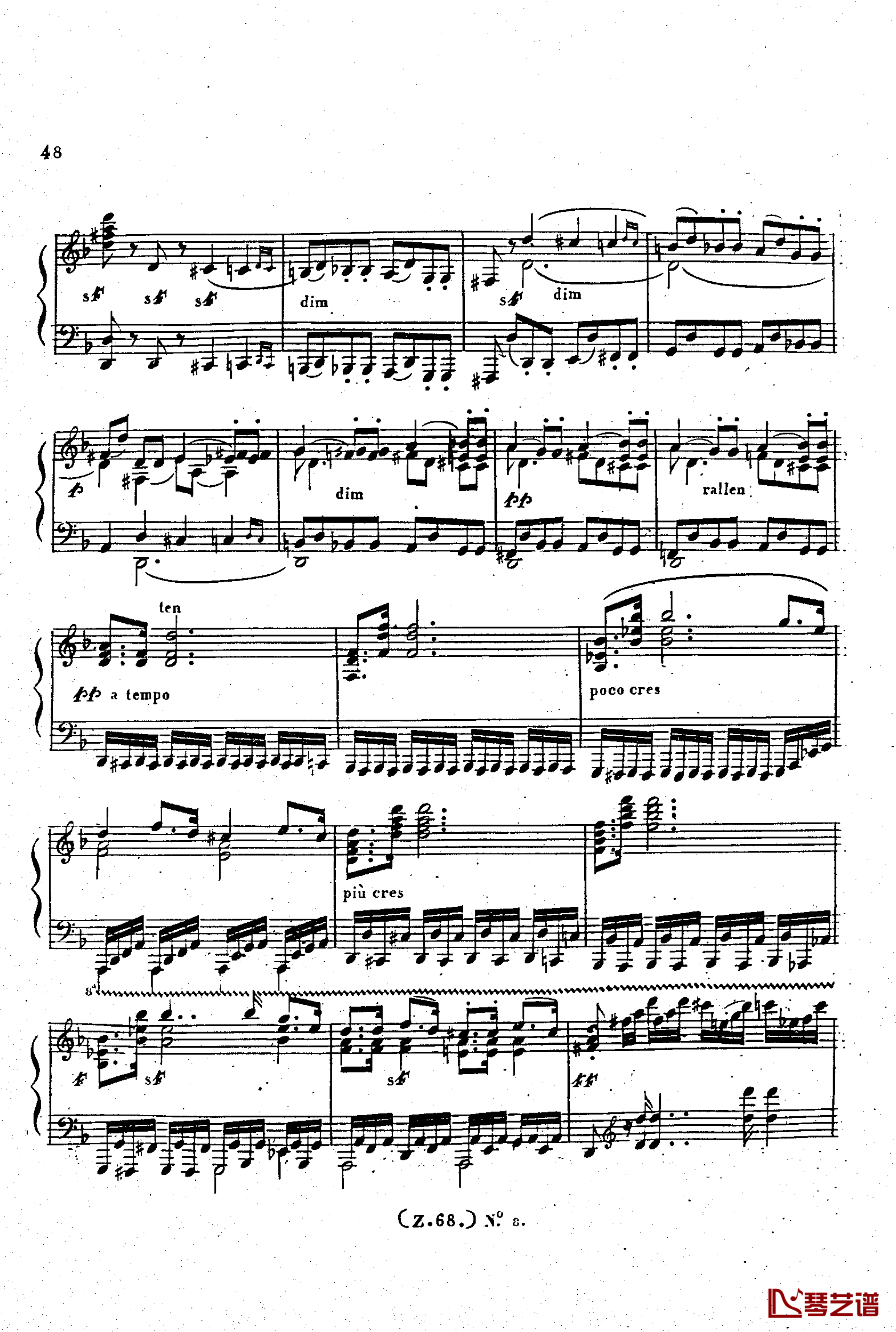  d小调第六钢琴奏鸣曲 Op.124钢琴谱-车尔尼-Czerny49