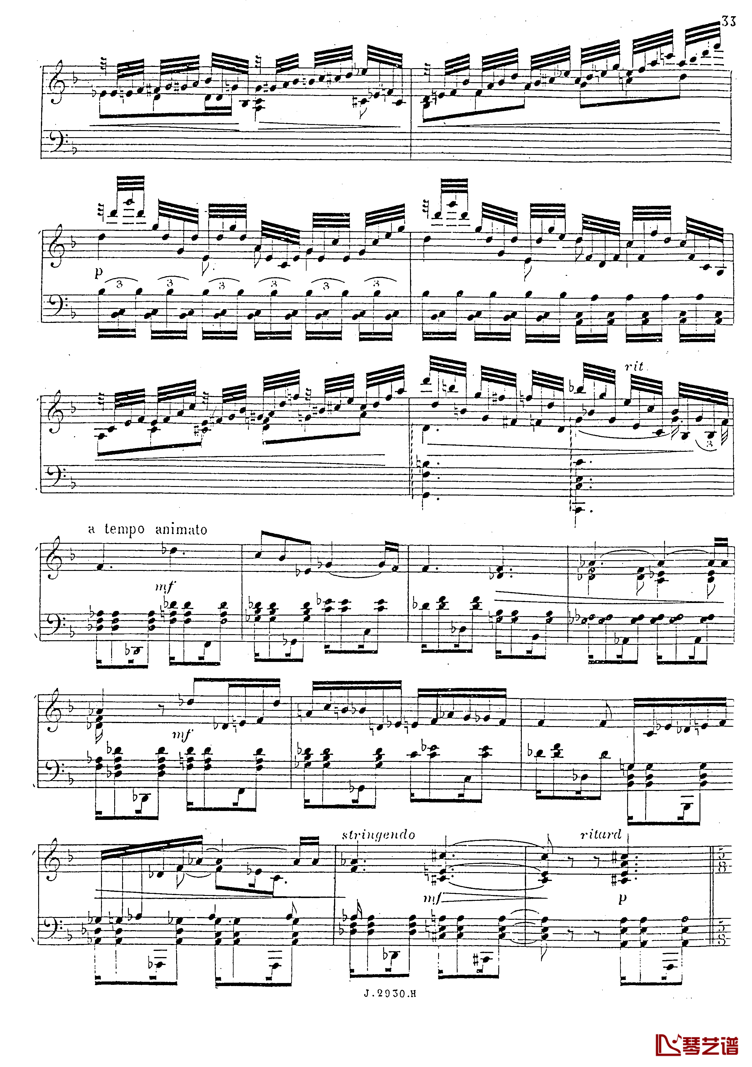 a小调第四钢琴奏鸣曲钢琴谱-安东 鲁宾斯坦- Op.10034