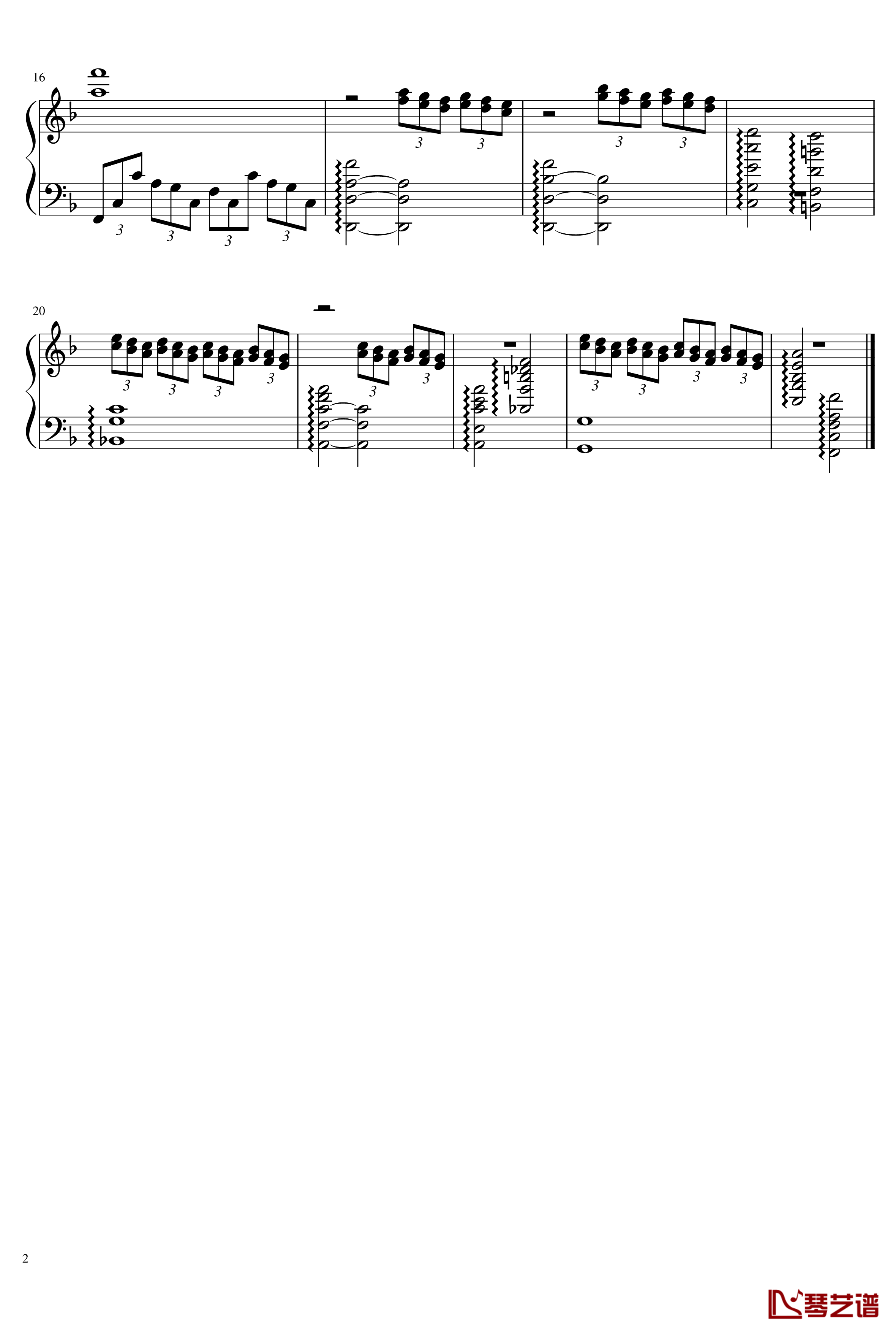 F大调第一首钢琴前奏曲钢琴谱-159730972452
