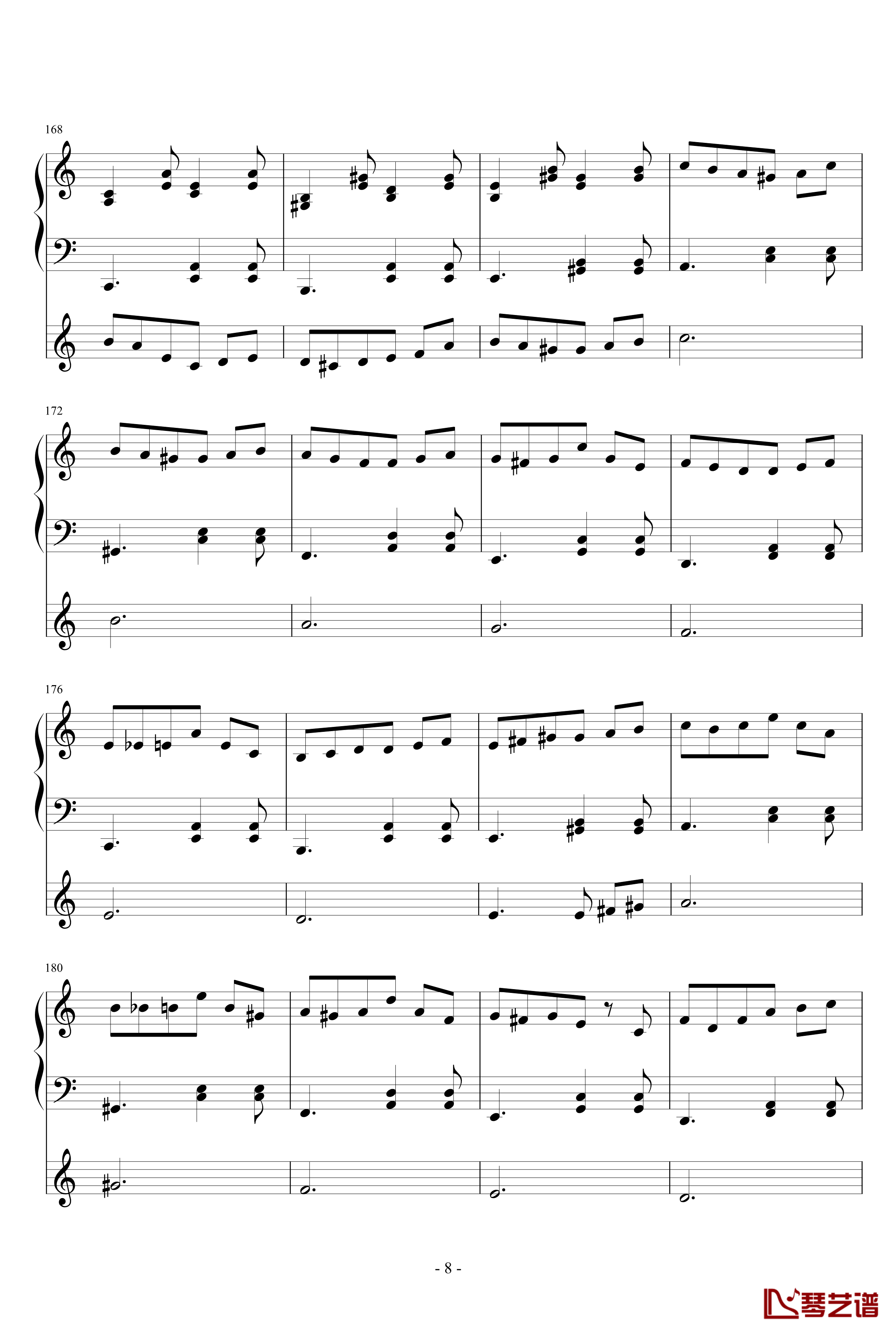华尔兹钢琴谱-钢琴小提琴总谱-千竹何-化装舞会的A小调8