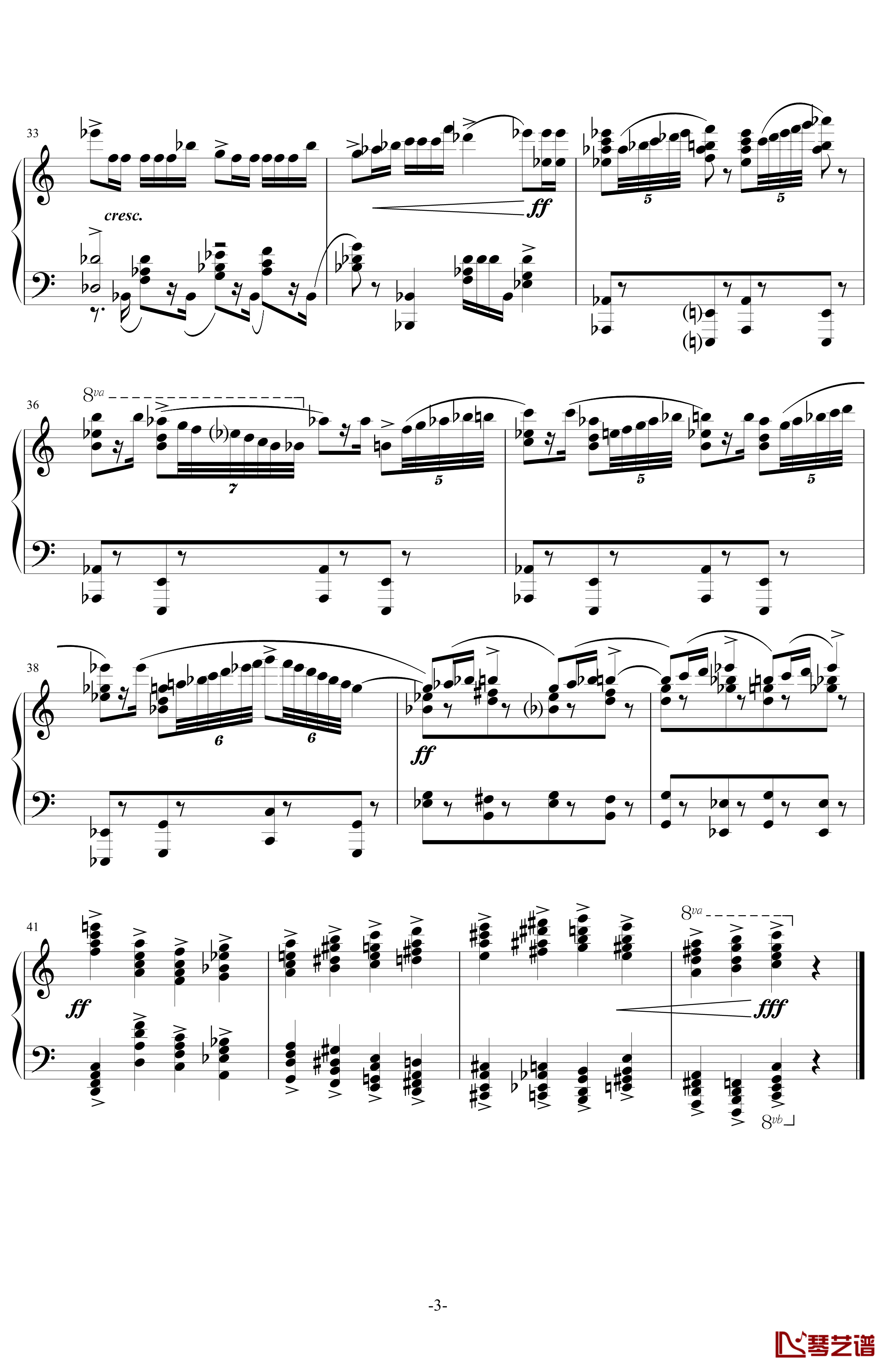 进行曲钢琴谱-选自《三个桔子的爱情》-普罗科非耶夫3
