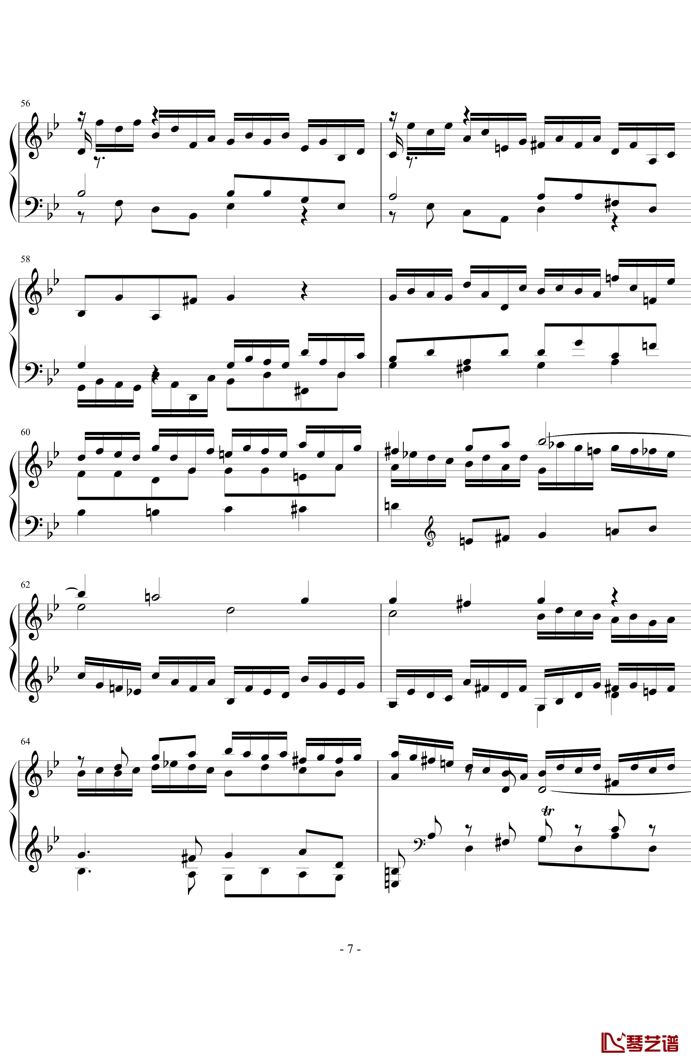 G小调赋格BWV578钢琴谱-巴赫-P.E.Bach7