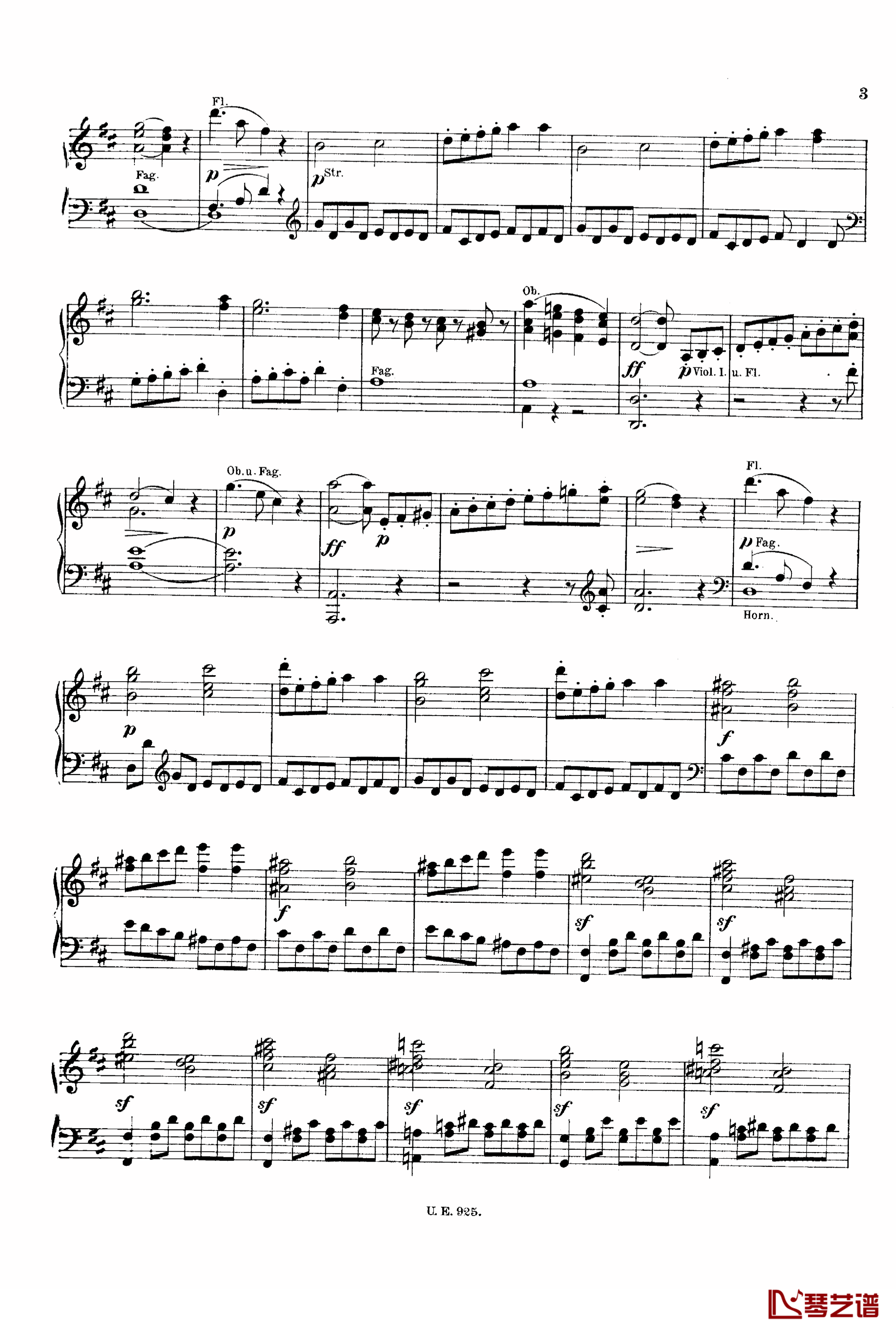 D大调第一交响曲 D.82钢琴谱-舒伯特3