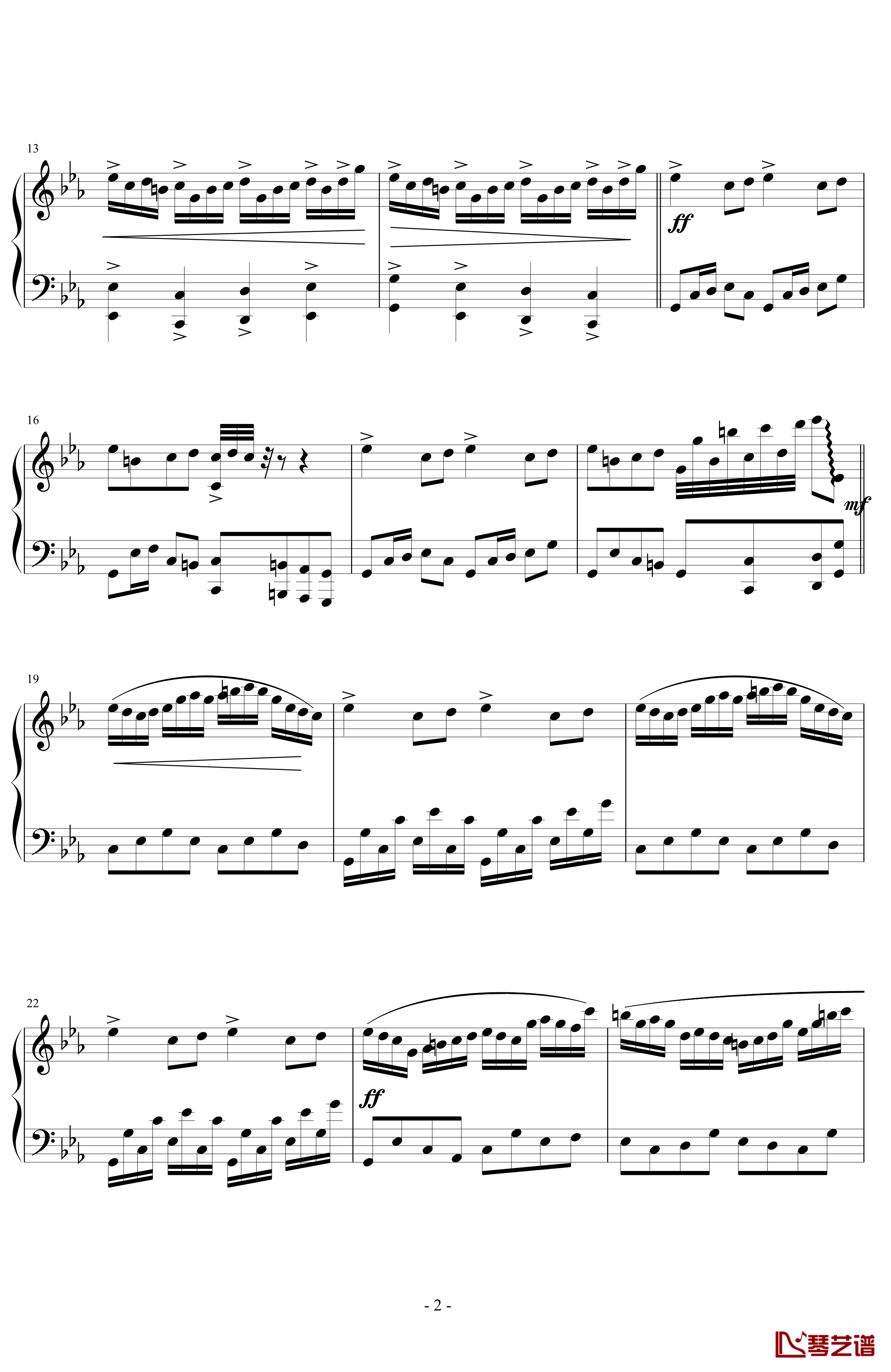 文武贝vs贝多芬钢琴谱-瞎闹版-蕾诺丝2