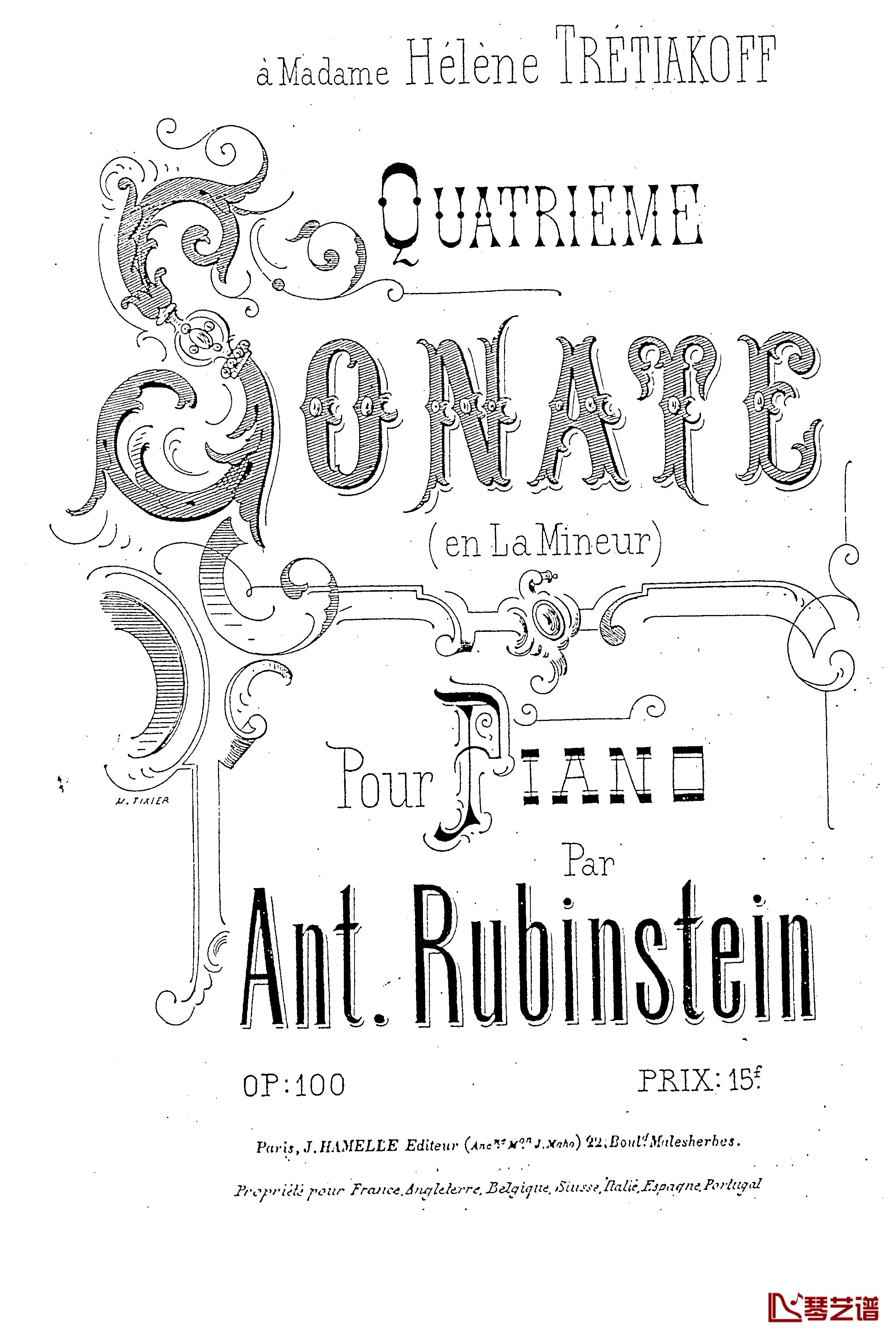 a小调第四钢琴奏鸣曲钢琴谱-安东 鲁宾斯坦- Op.1001