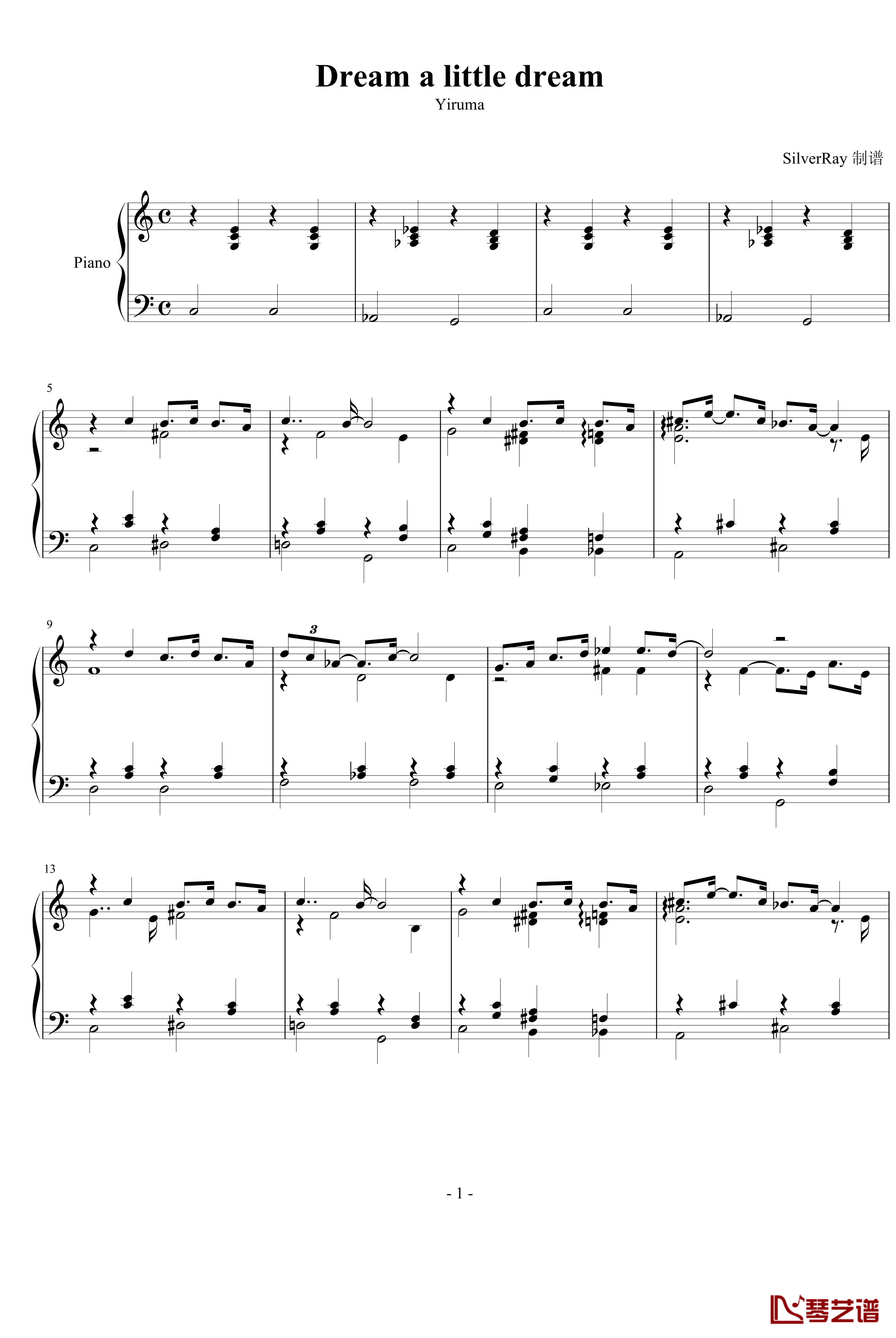 Dream a little dream钢琴谱-Yiruma1