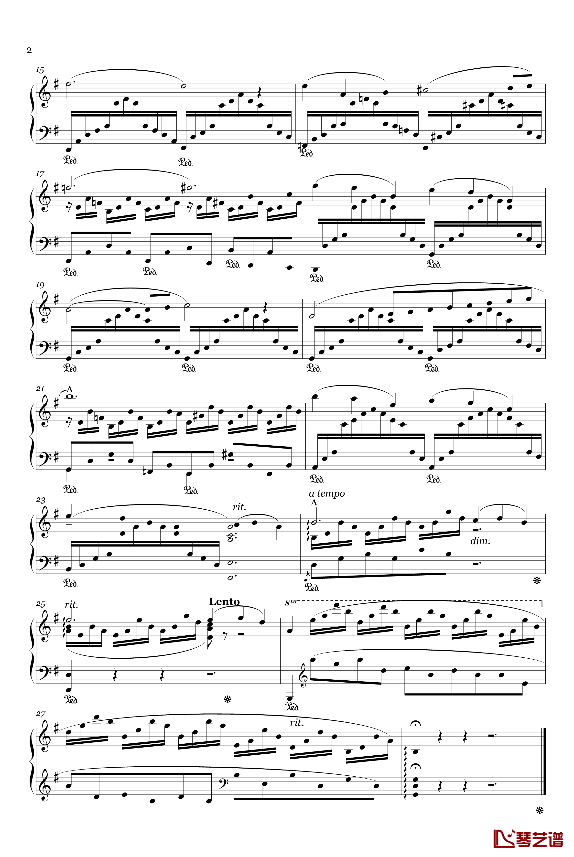 天鹅钢琴谱-圣桑2
