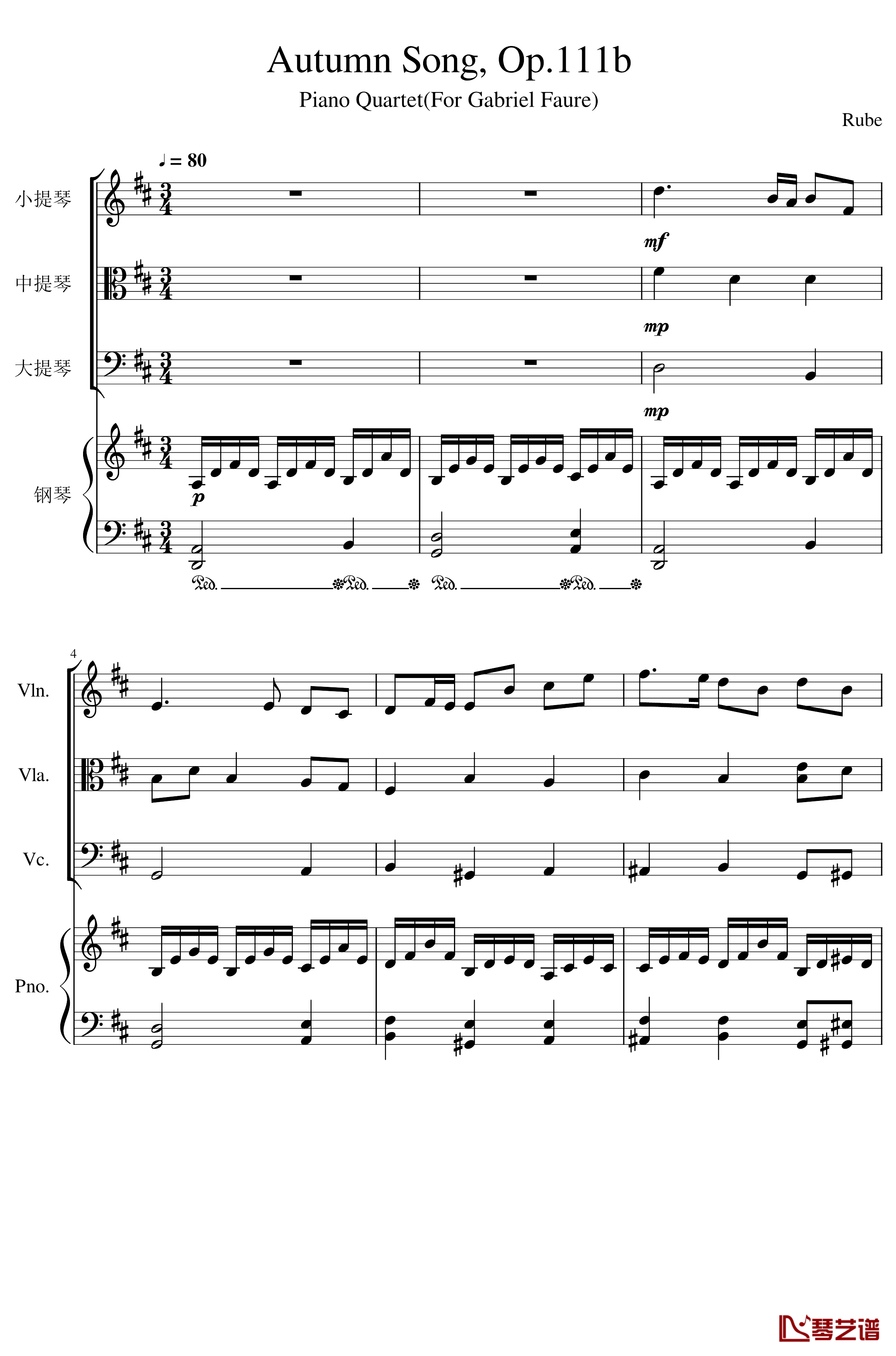 Autumn Song Op.111b钢琴谱-一个球1