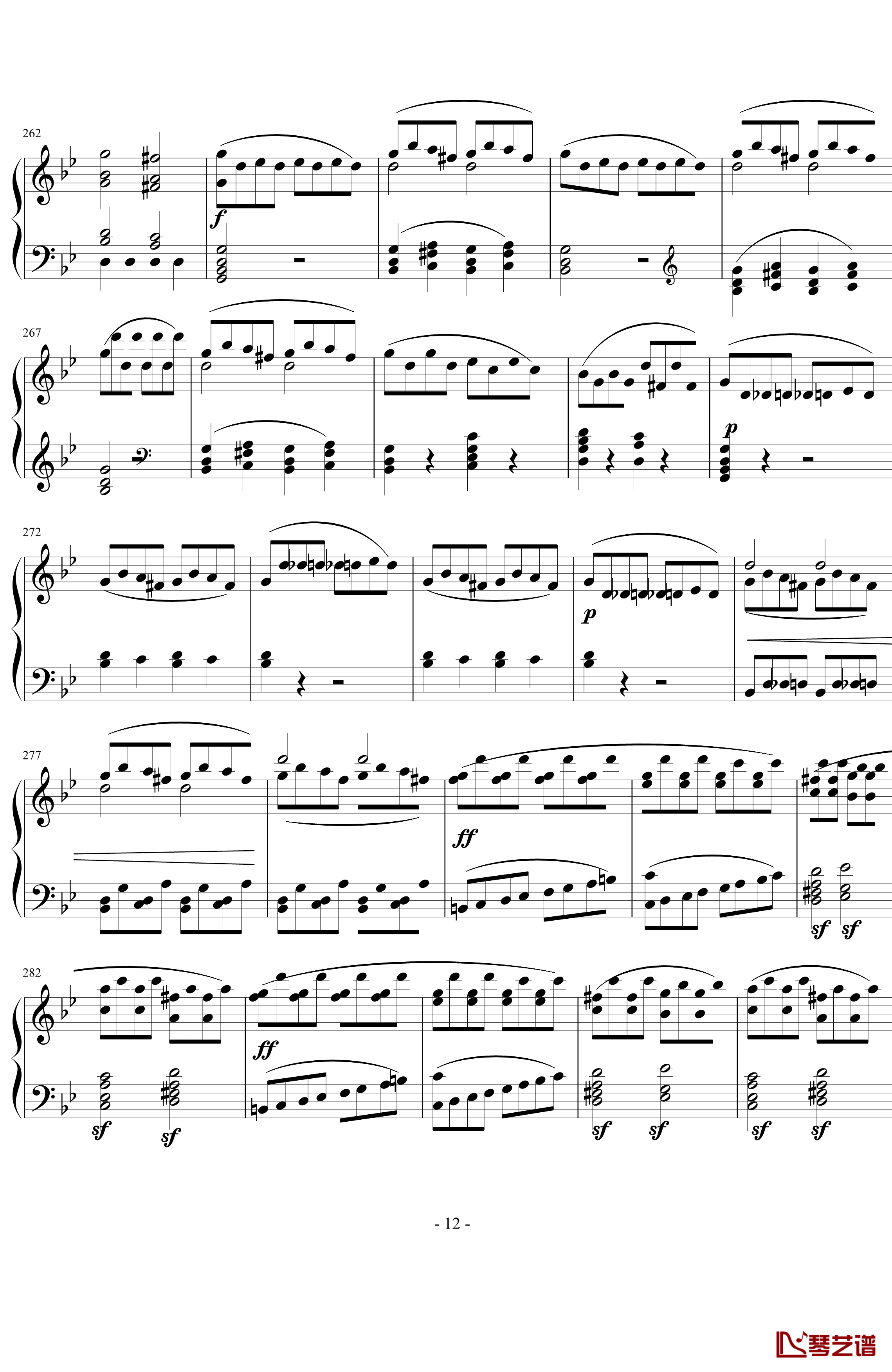 莫扎特第四十交响曲第四乐章钢琴谱-莫扎特12