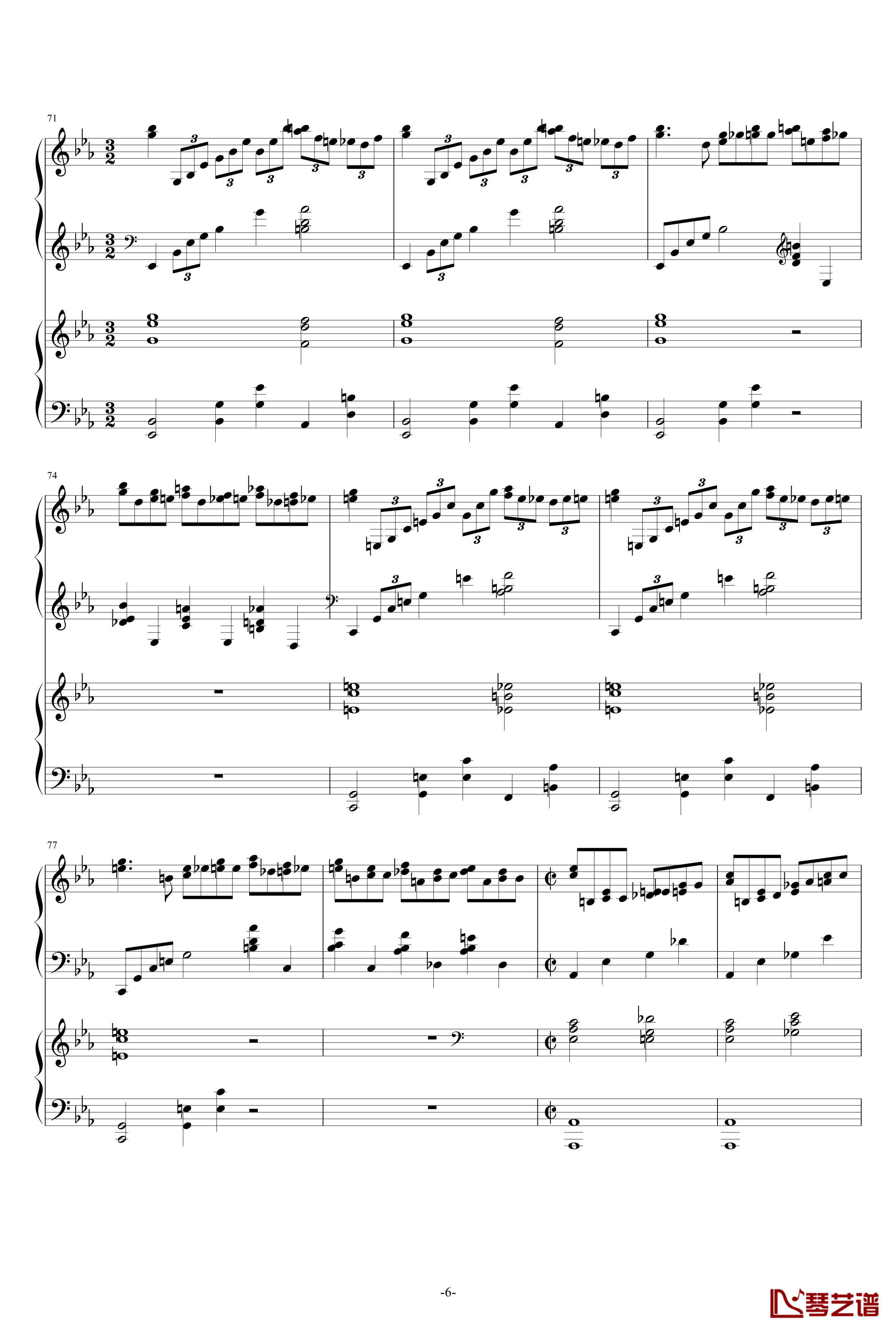 c小调第二钢琴协奏曲第三乐章钢琴谱-拉赫马尼若夫6