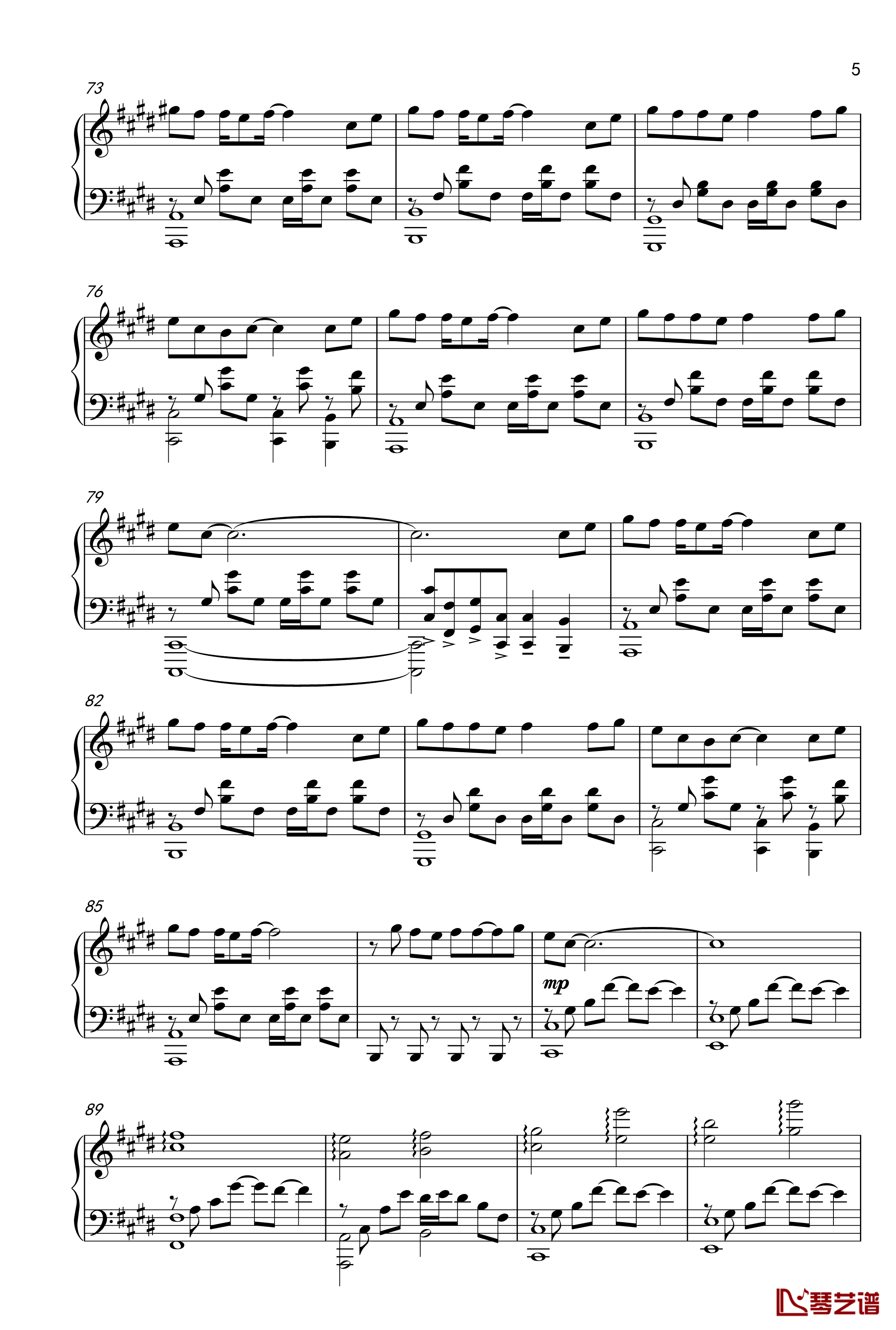 OVERLAP 钢琴谱-《游戏王》第一部190-224话OP-游戏王5