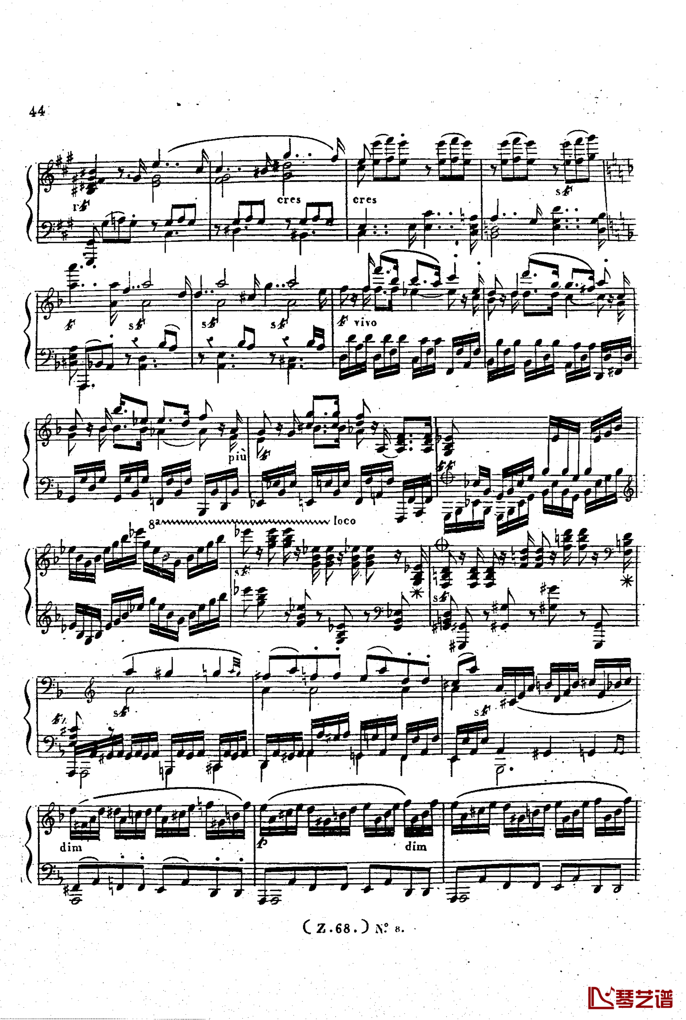  d小调第六钢琴奏鸣曲 Op.124钢琴谱-车尔尼-Czerny45