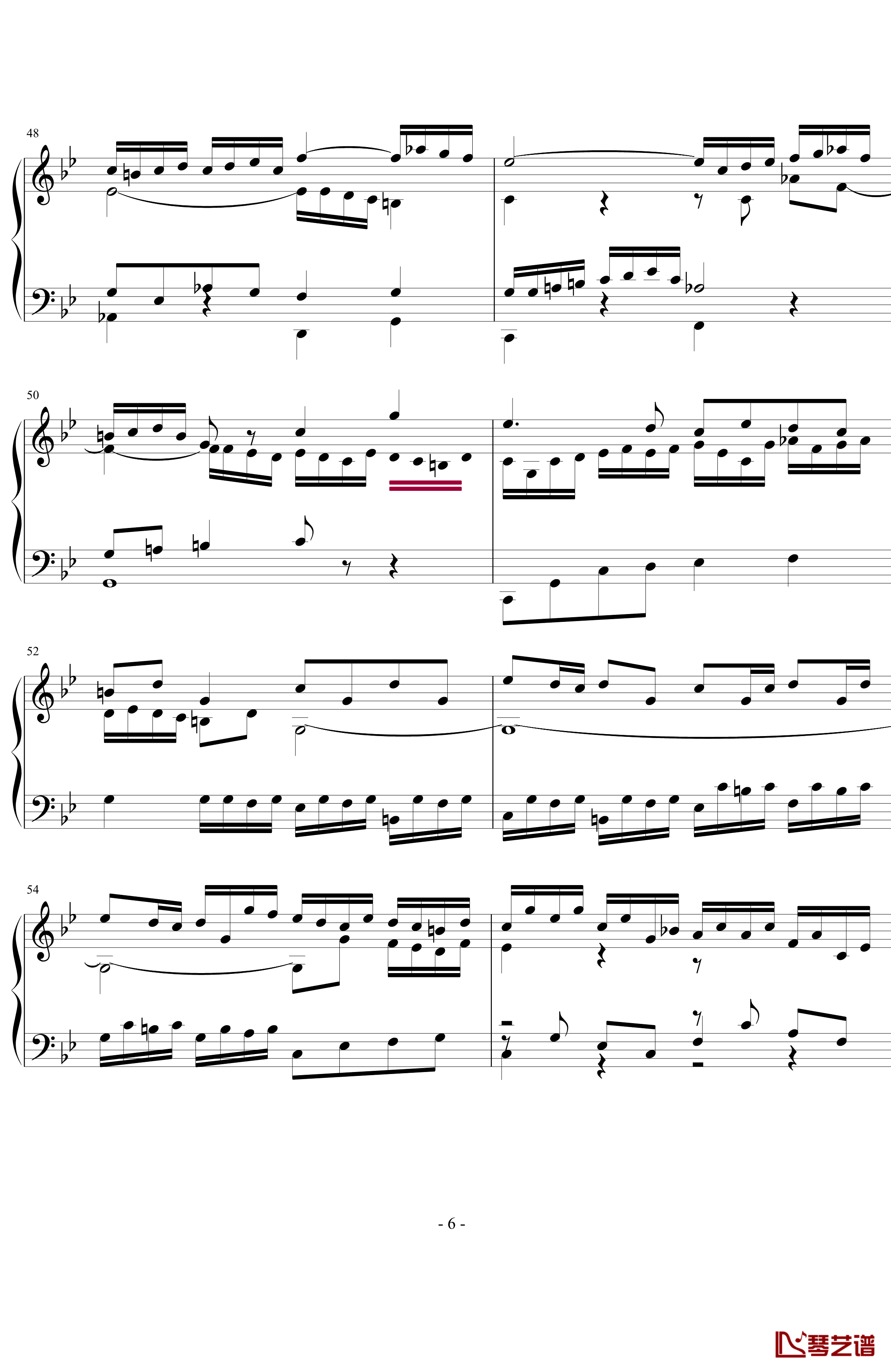 G小调赋格BWV578钢琴谱-巴赫-P.E.Bach6