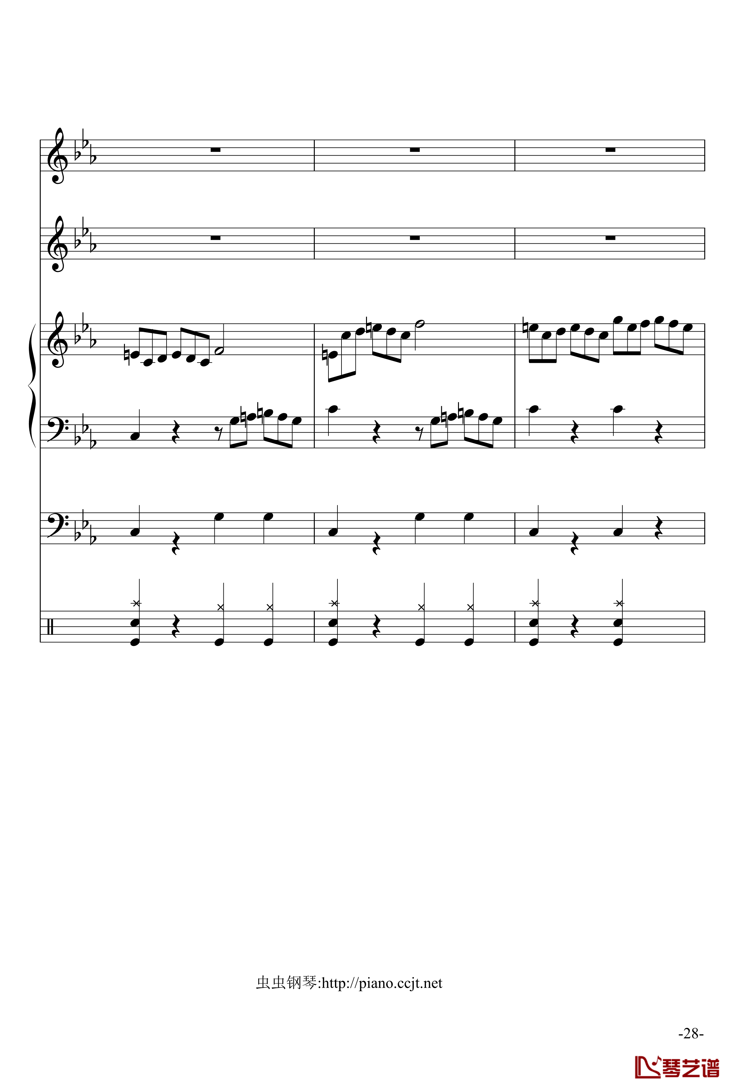 悲怆奏鸣曲钢琴谱-加小乐队-贝多芬-beethoven28