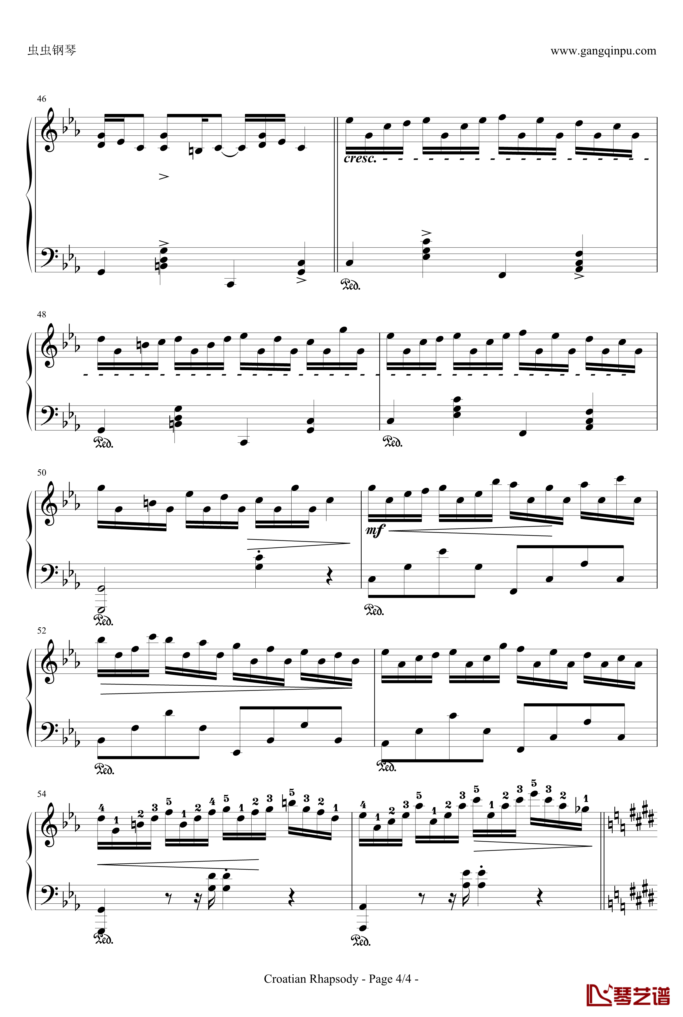 克罗地亚狂想曲钢琴谱-带指法简易版学生最爱-马克西姆-Maksim·Mrvica4