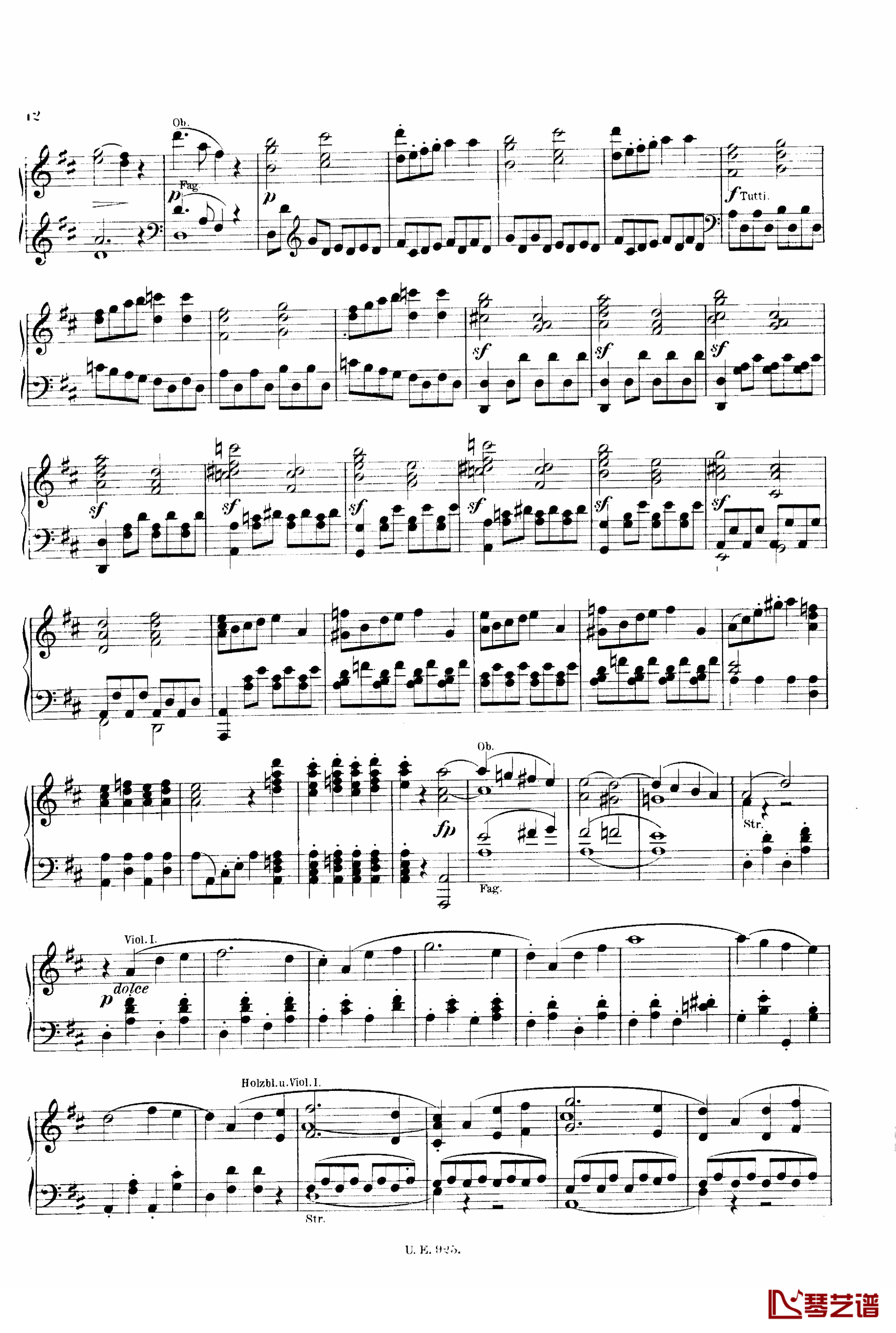 D大调第一交响曲 D.82钢琴谱-舒伯特12