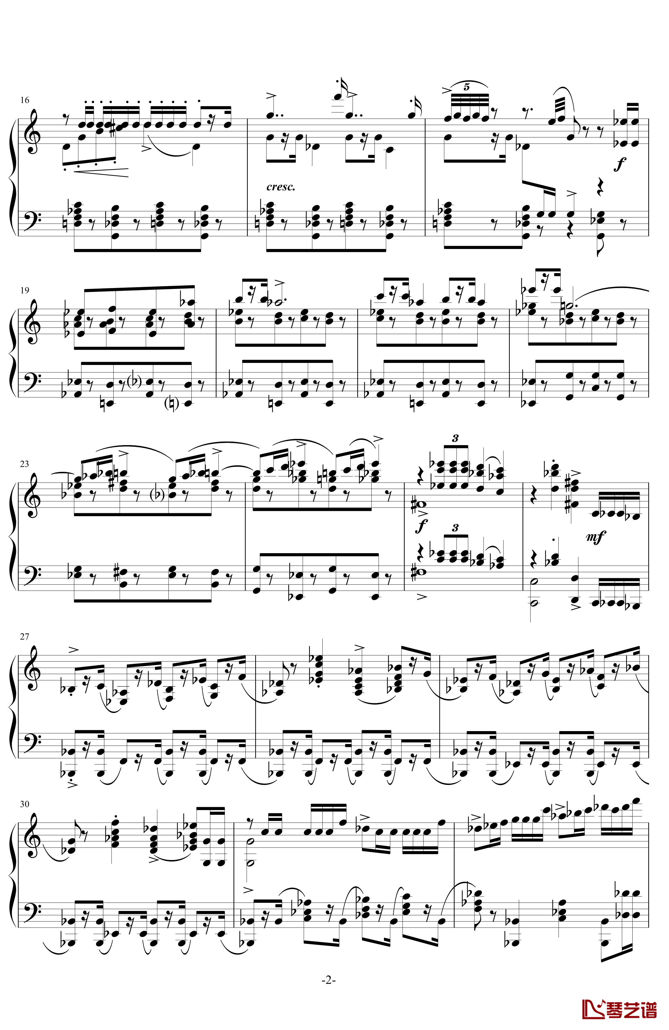 进行曲钢琴谱-选自《三个桔子的爱情》-普罗科非耶夫2