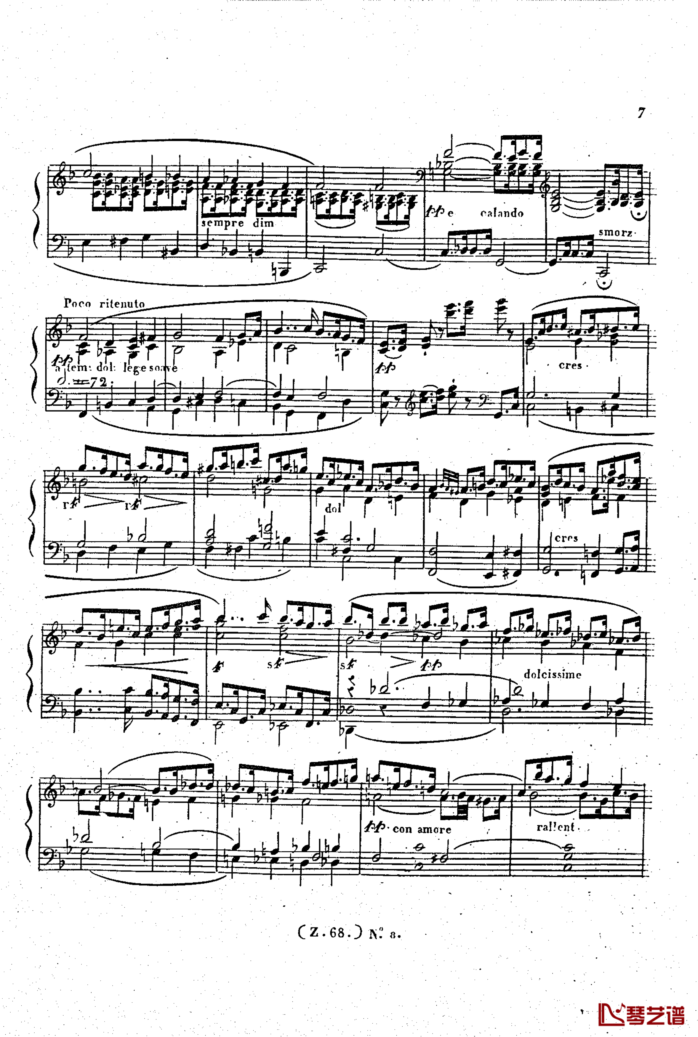  d小调第六钢琴奏鸣曲 Op.124钢琴谱-车尔尼-Czerny8