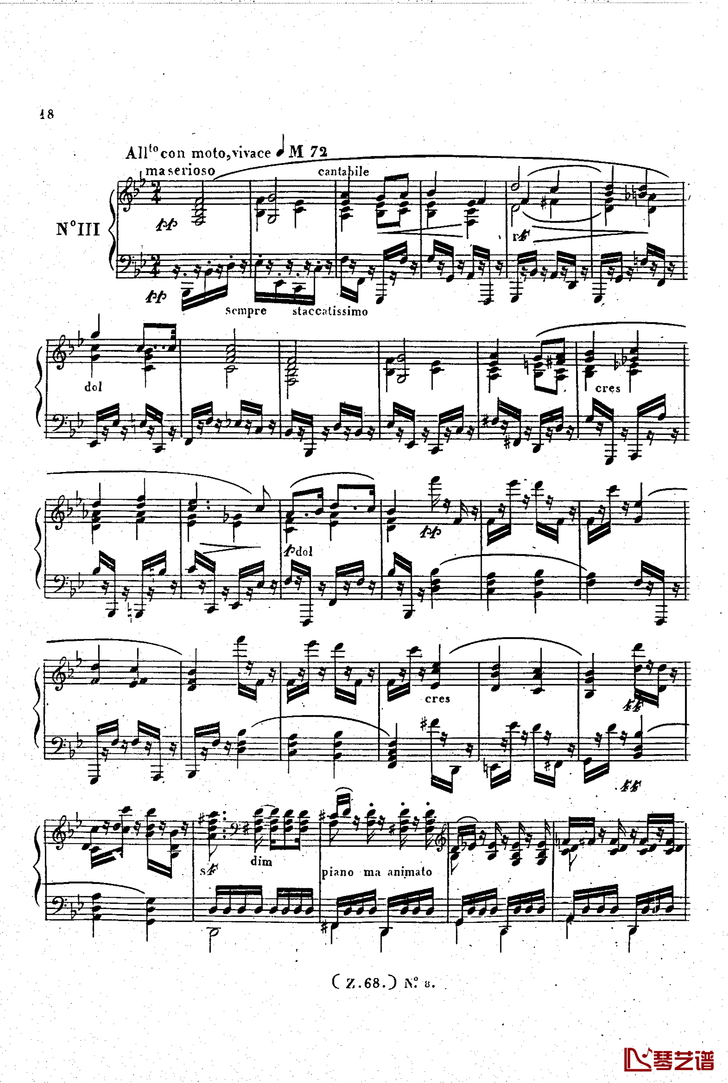  d小调第六钢琴奏鸣曲 Op.124钢琴谱-车尔尼-Czerny19