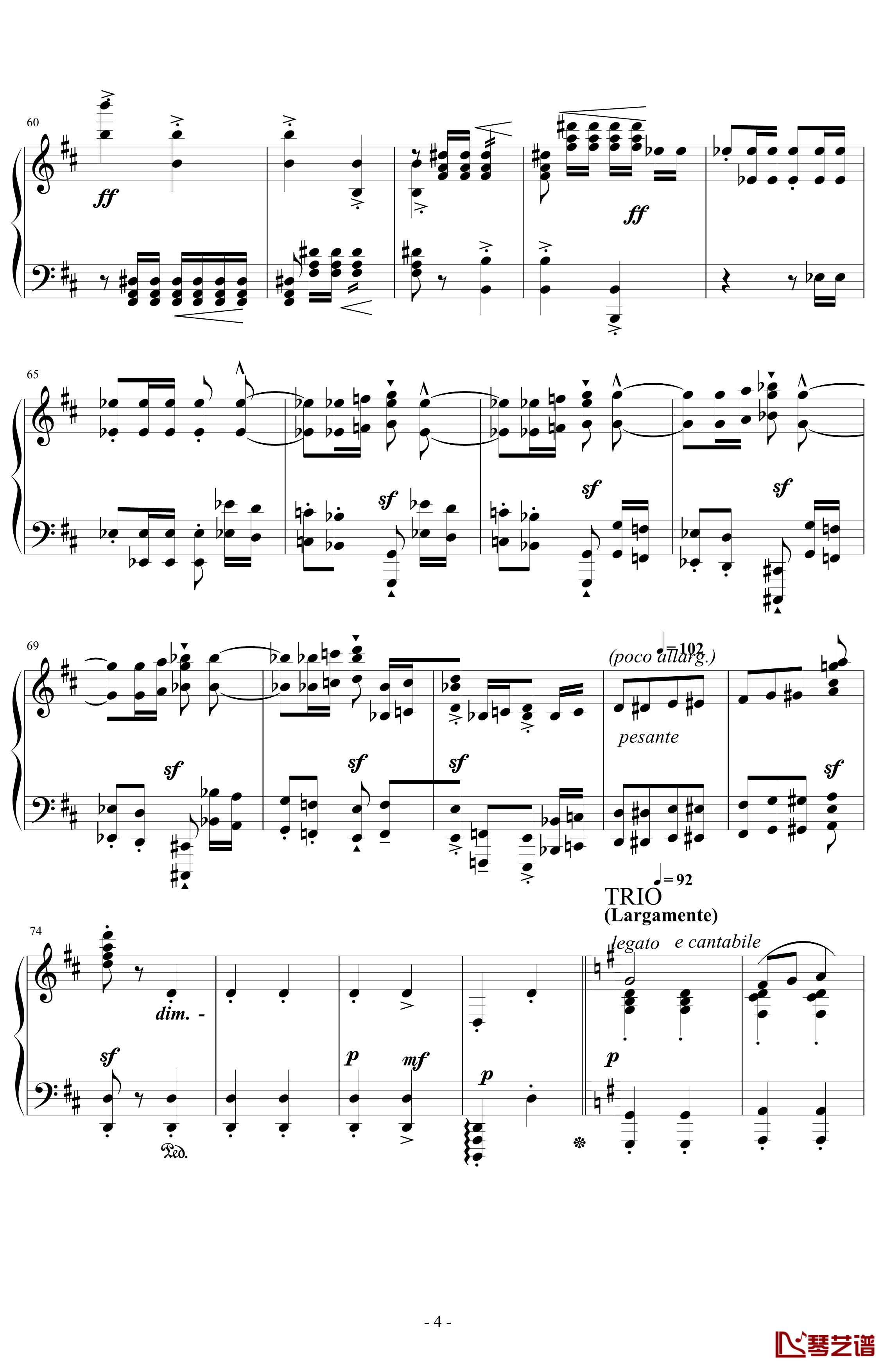 威风凛凛进行曲钢琴谱-钢琴-埃尔加-爆难第一号-Edward Elgar4