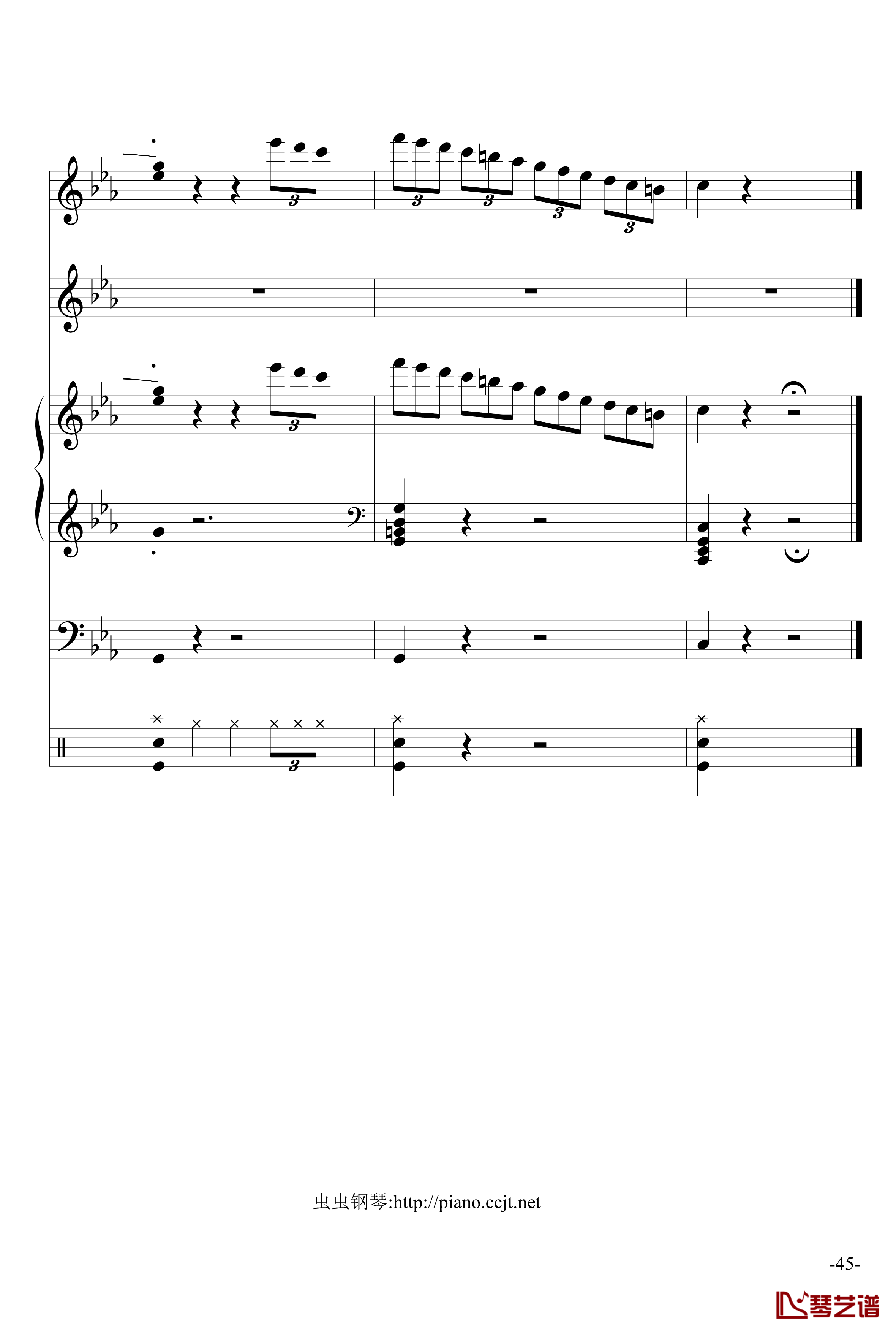 悲怆奏鸣曲钢琴谱-加小乐队-贝多芬-beethoven45