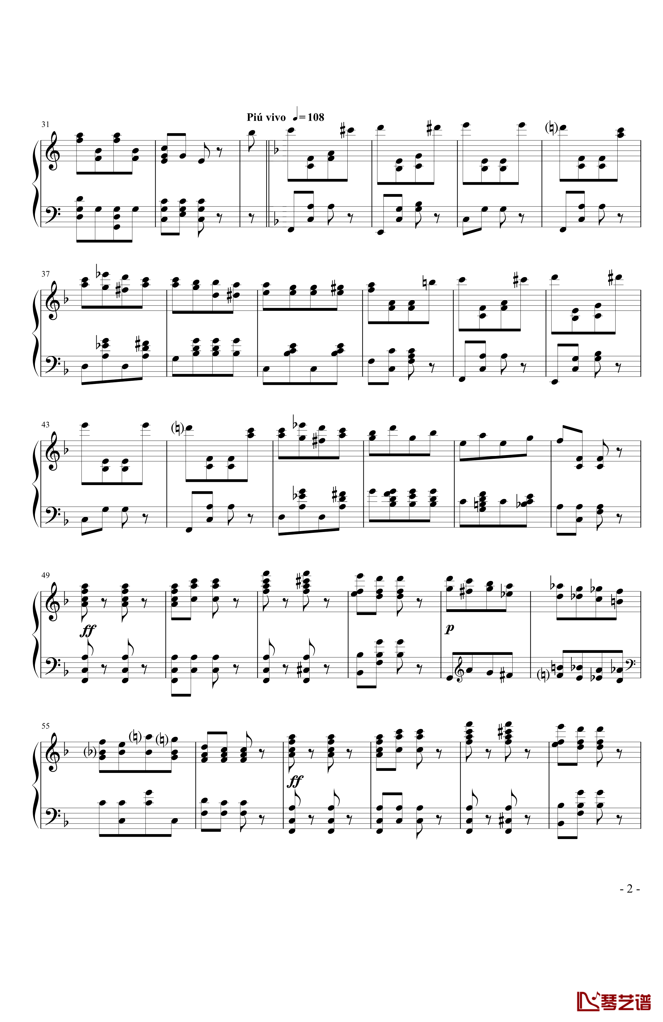 拨弦波尔卡钢琴谱-约翰·施特劳斯2
