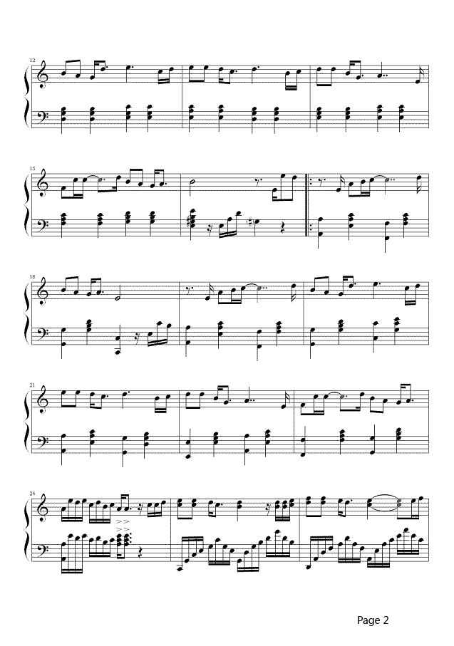 一千个伤心的理由钢琴谱-张学友-清一色的优美旋律，堪称经典杰作7