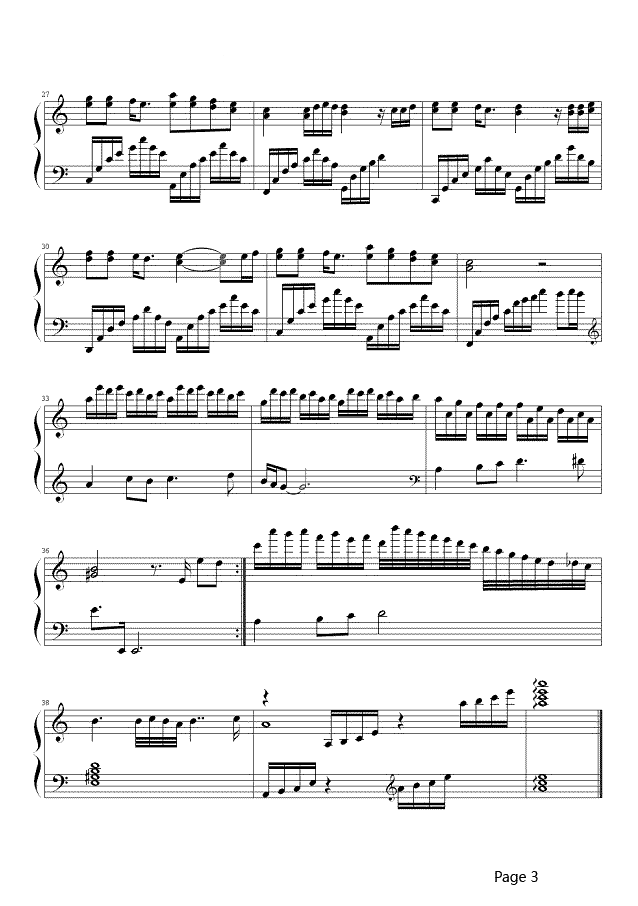 一千个伤心的理由钢琴谱-张学友-清一色的优美旋律，堪称经典杰作8