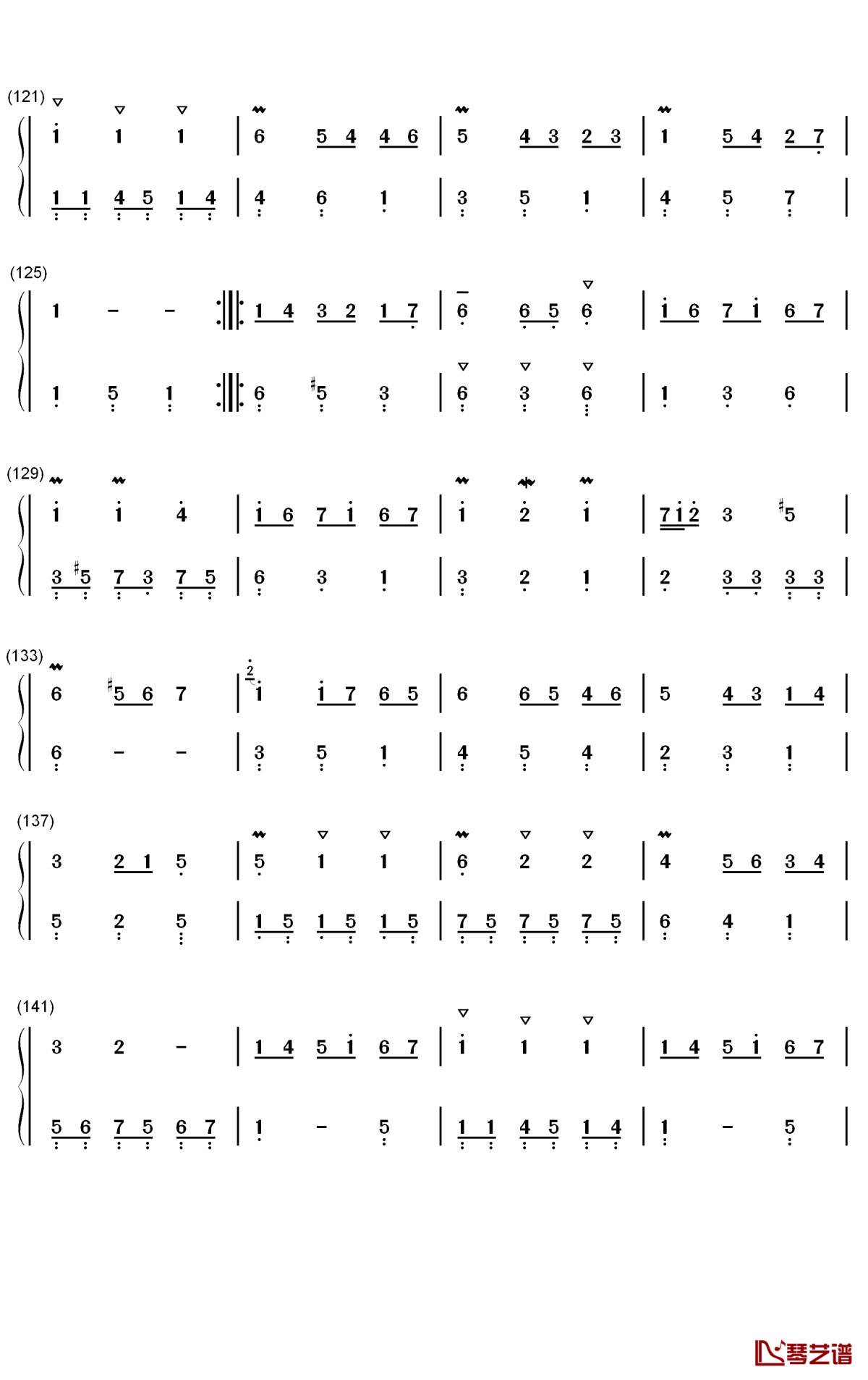 木毛组曲钢琴简谱-数字双手-IDW哒6