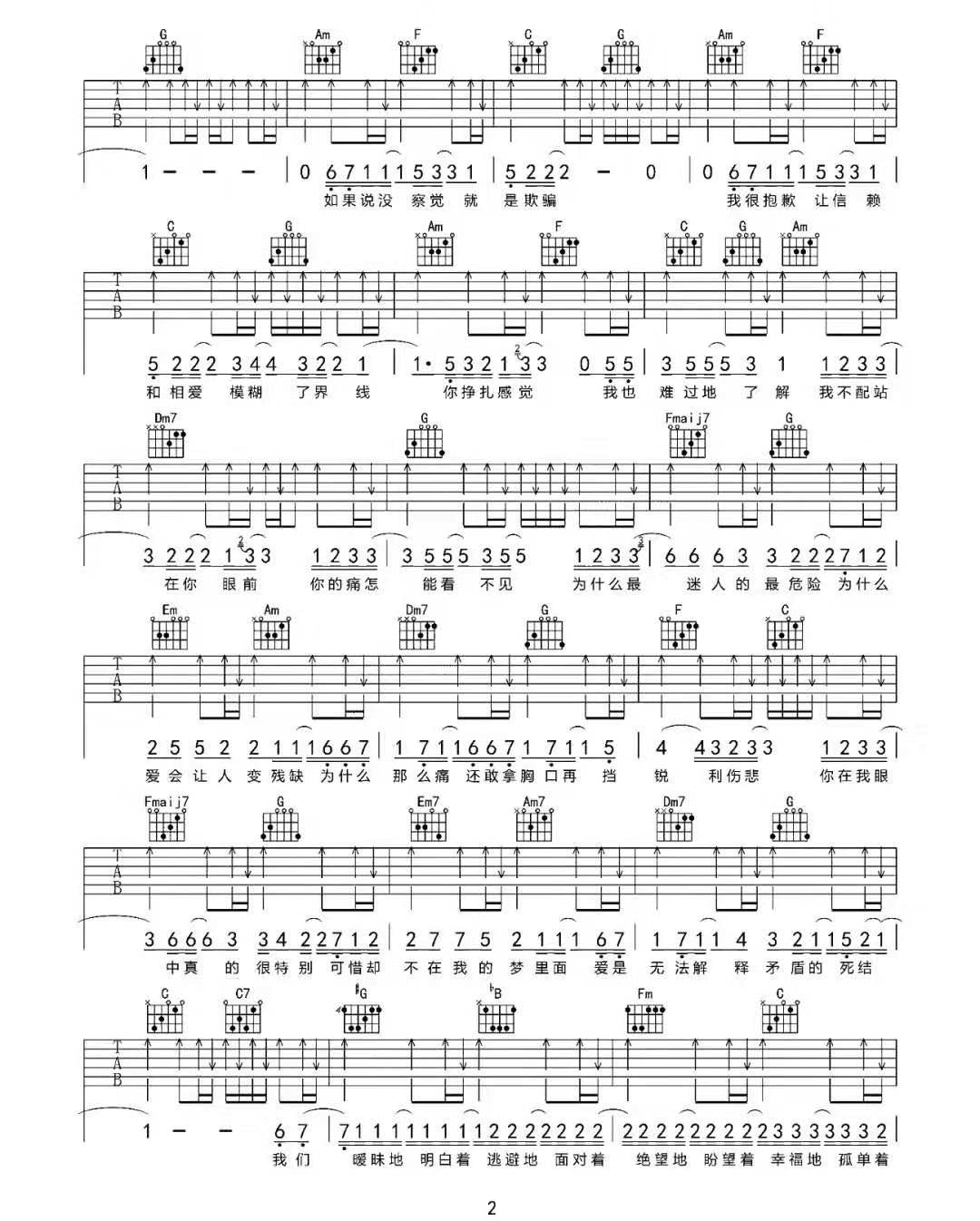 《迷人的危险》吉他谱-尚士达-G调原版弹唱六线谱-高清图片谱1