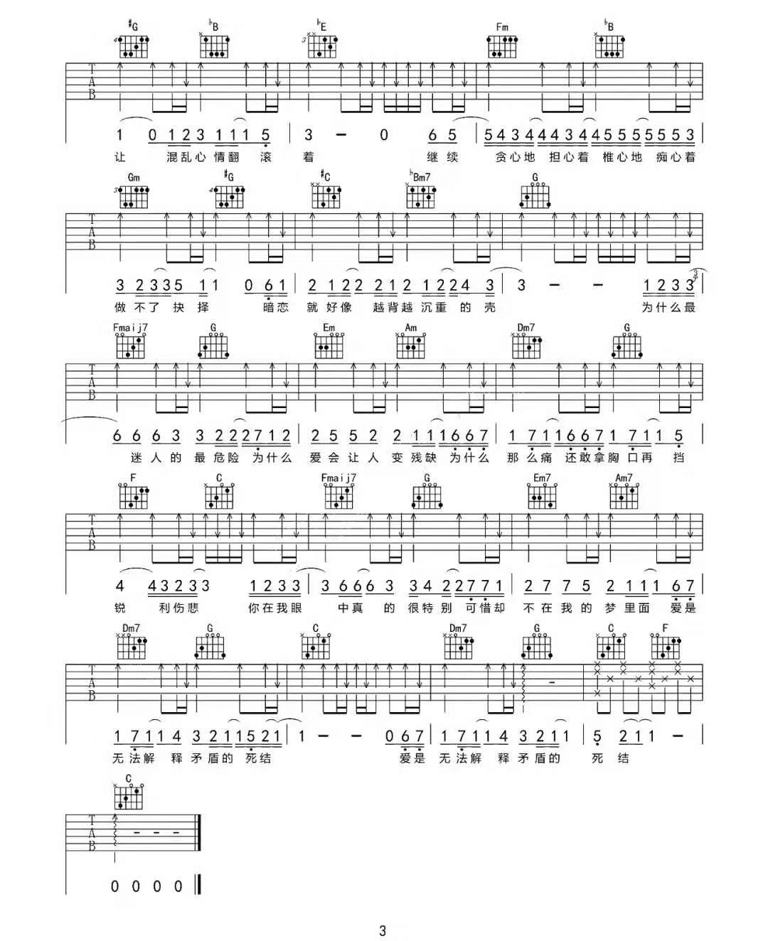 《迷人的危险》吉他谱-尚士达-G调原版弹唱六线谱-高清图片谱1
