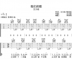 我们的歌吉他谱_王力宏_C调弹唱六线谱