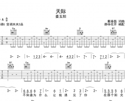 天际吉他谱-姜玉阳-G调原版吉他六线谱