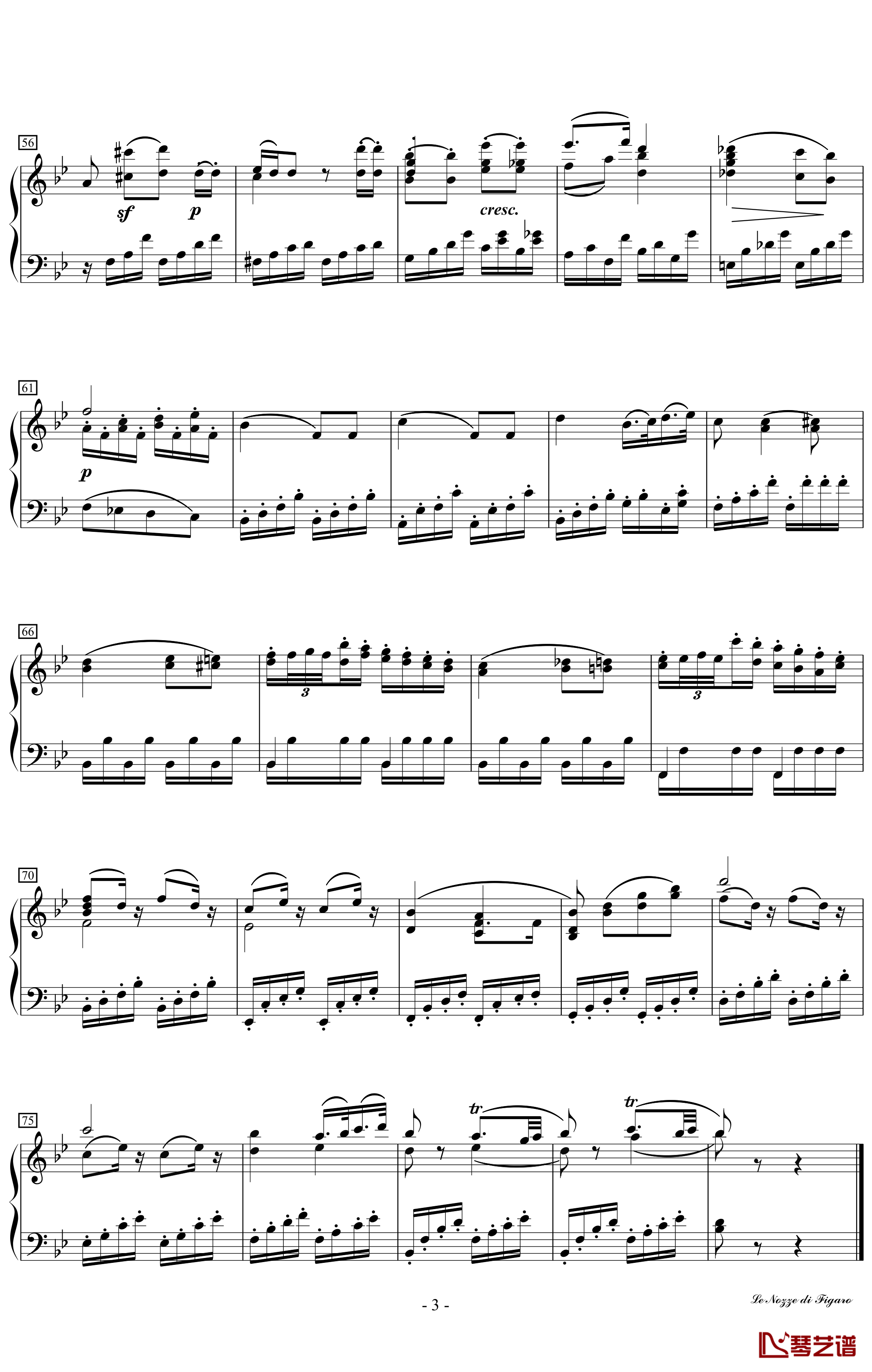 《你们可知道》钢琴谱 莫扎特-凯鲁比诺的咏叹调3