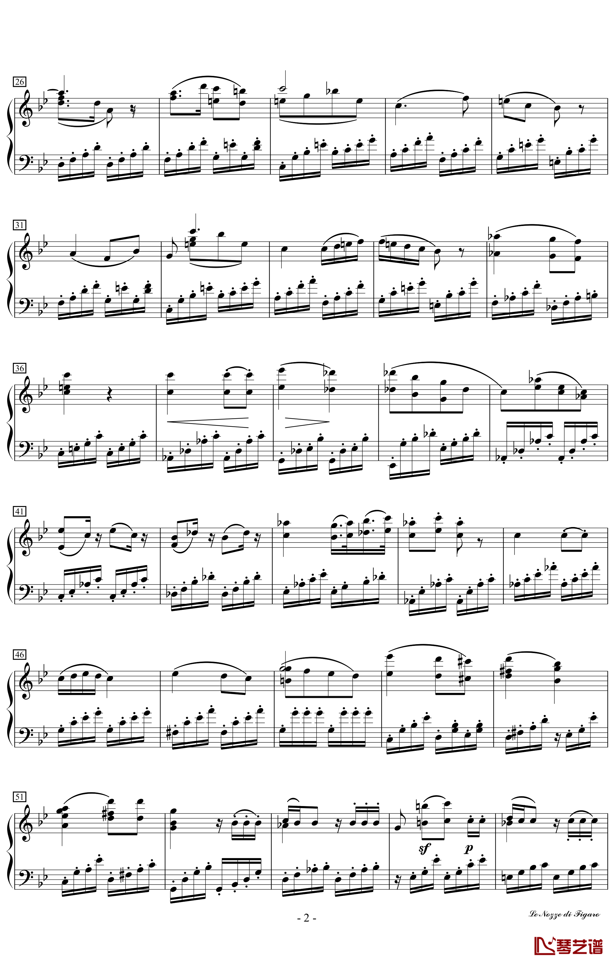 《你们可知道》钢琴谱 莫扎特-凯鲁比诺的咏叹调2
